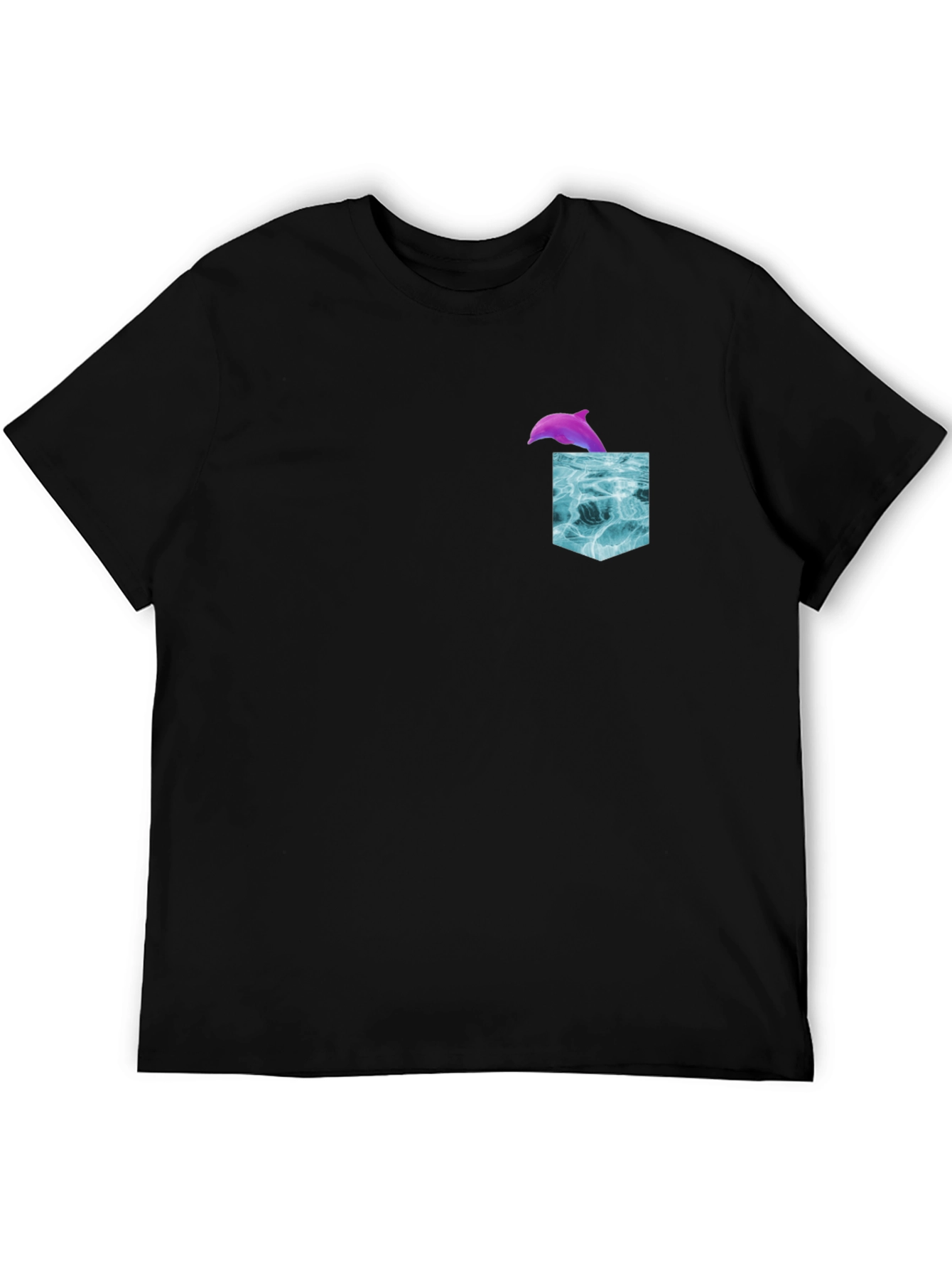 Dolphin Pocket T-Shirt - Ocean Wave Design