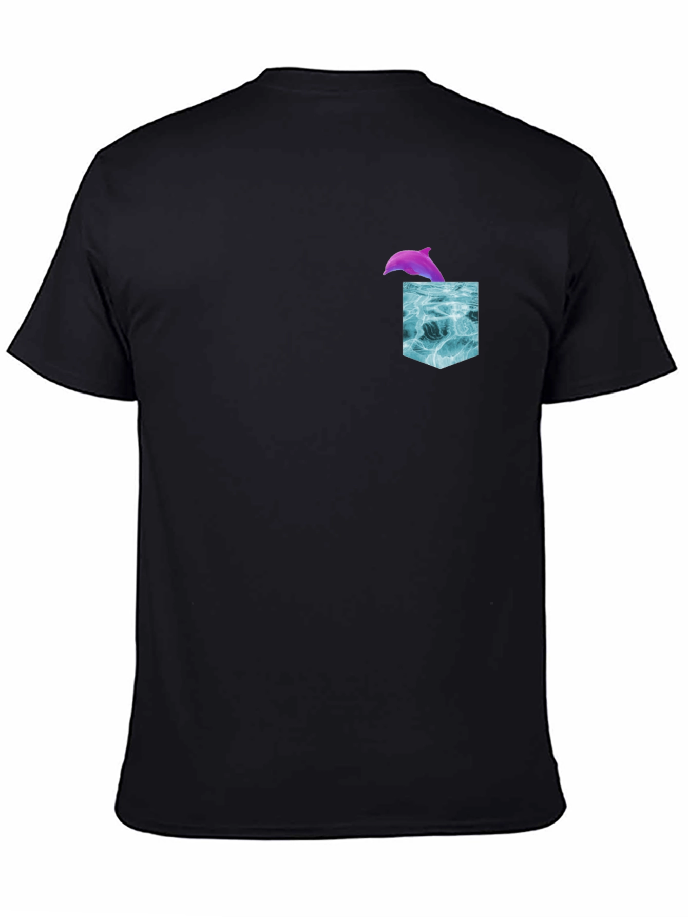 Dolphin Pocket T-Shirt - Ocean Wave Design
