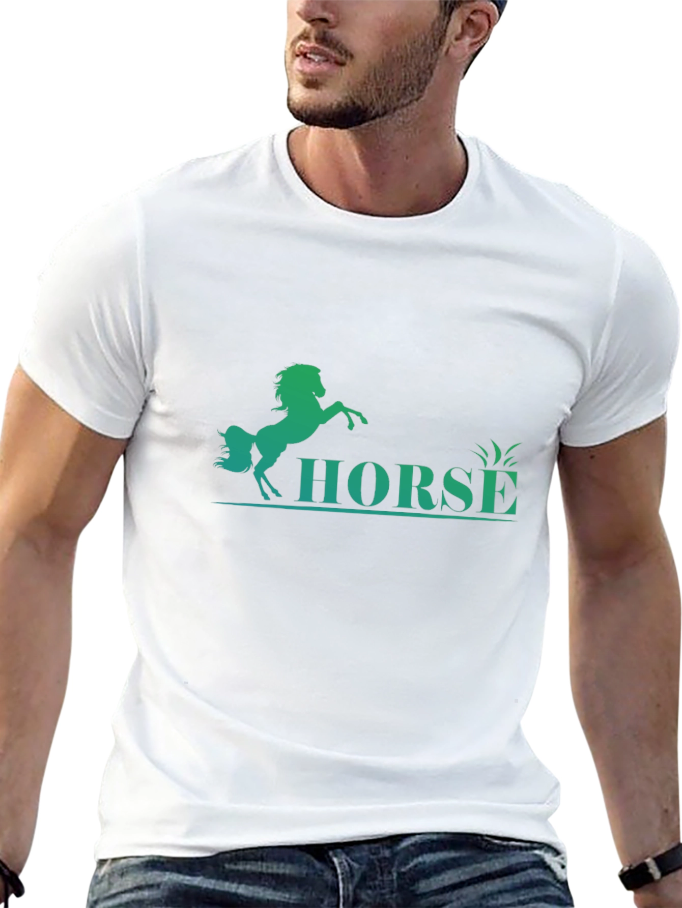 Mens Black Horse Graphic T-Shirt