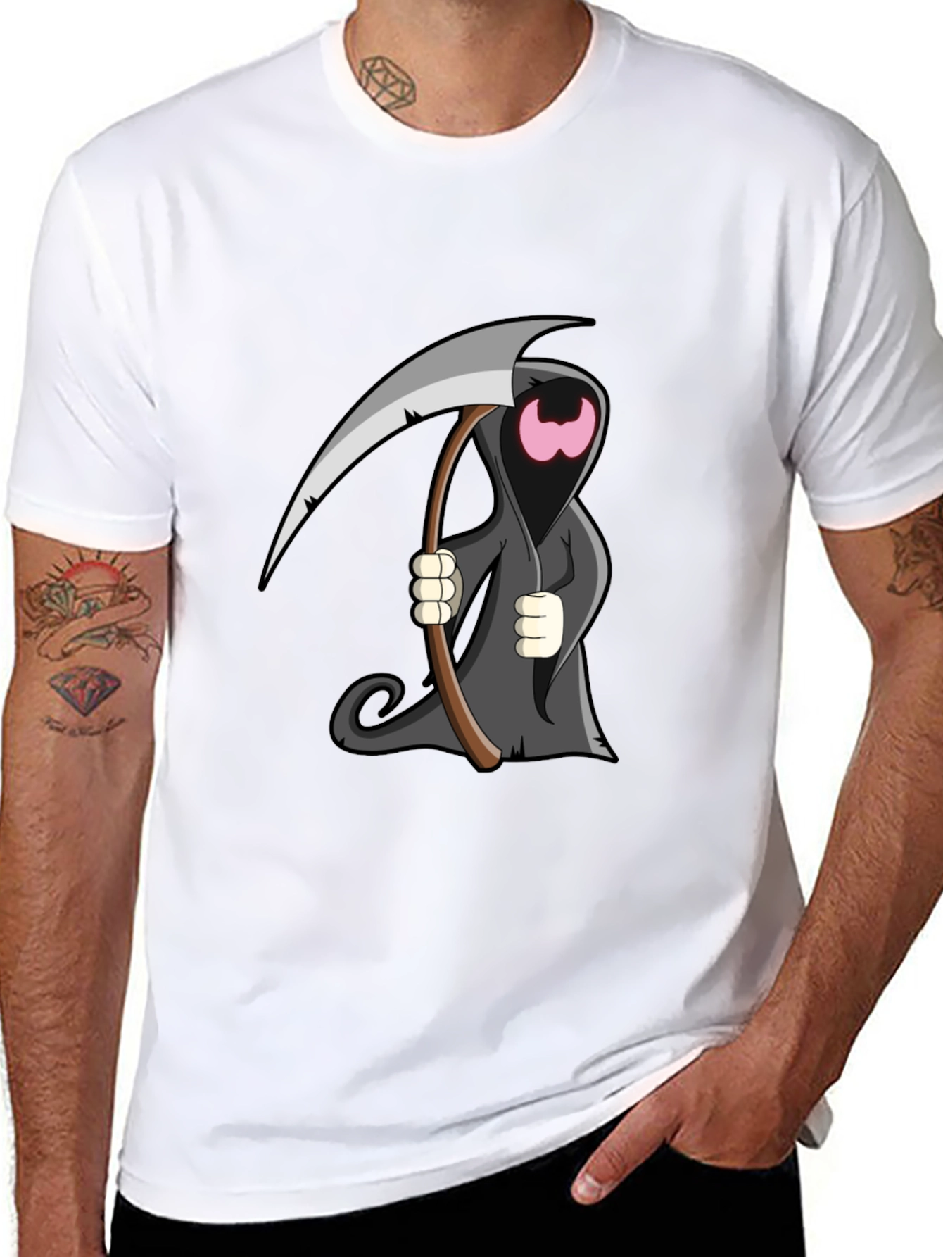 Cartoon Grim Reaper Graphic T-Shirt