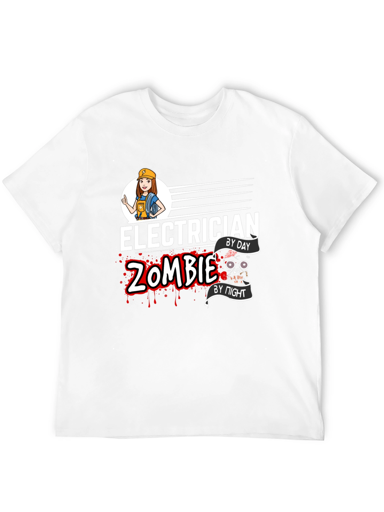 Electrician Zombie Graphic T-Shirt - Black