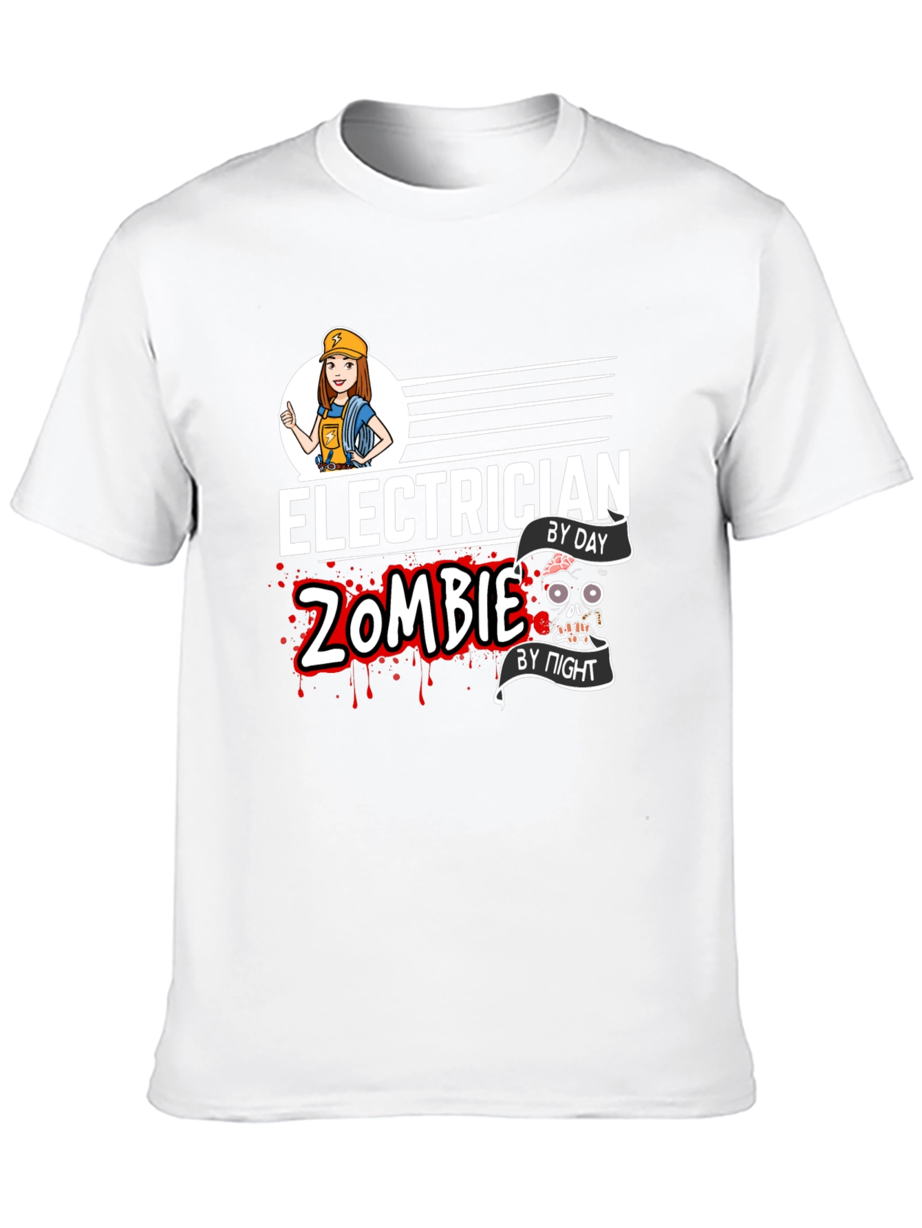 Electrician Zombie Graphic T-Shirt - Black