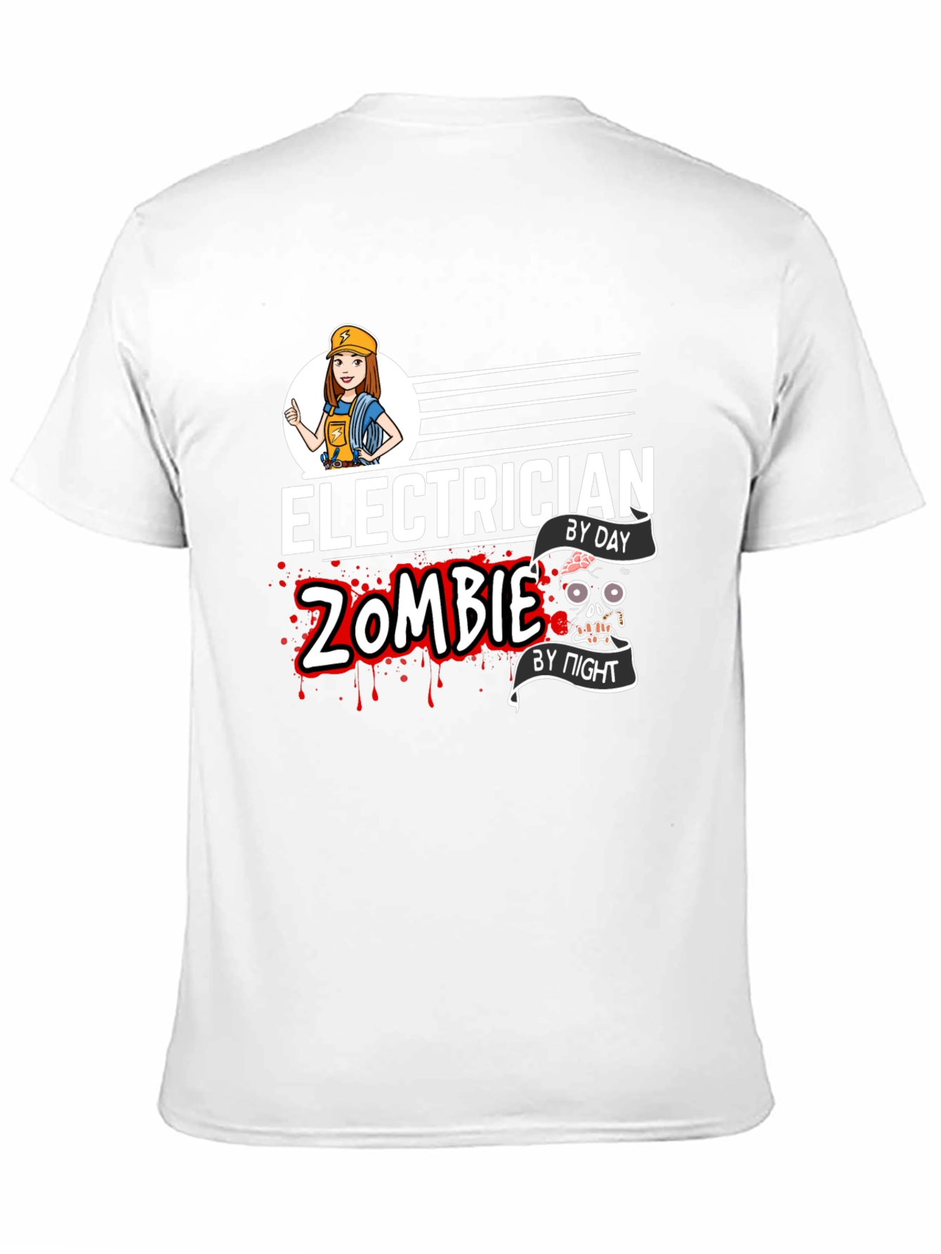 Electrician Zombie Graphic T-Shirt - Black
