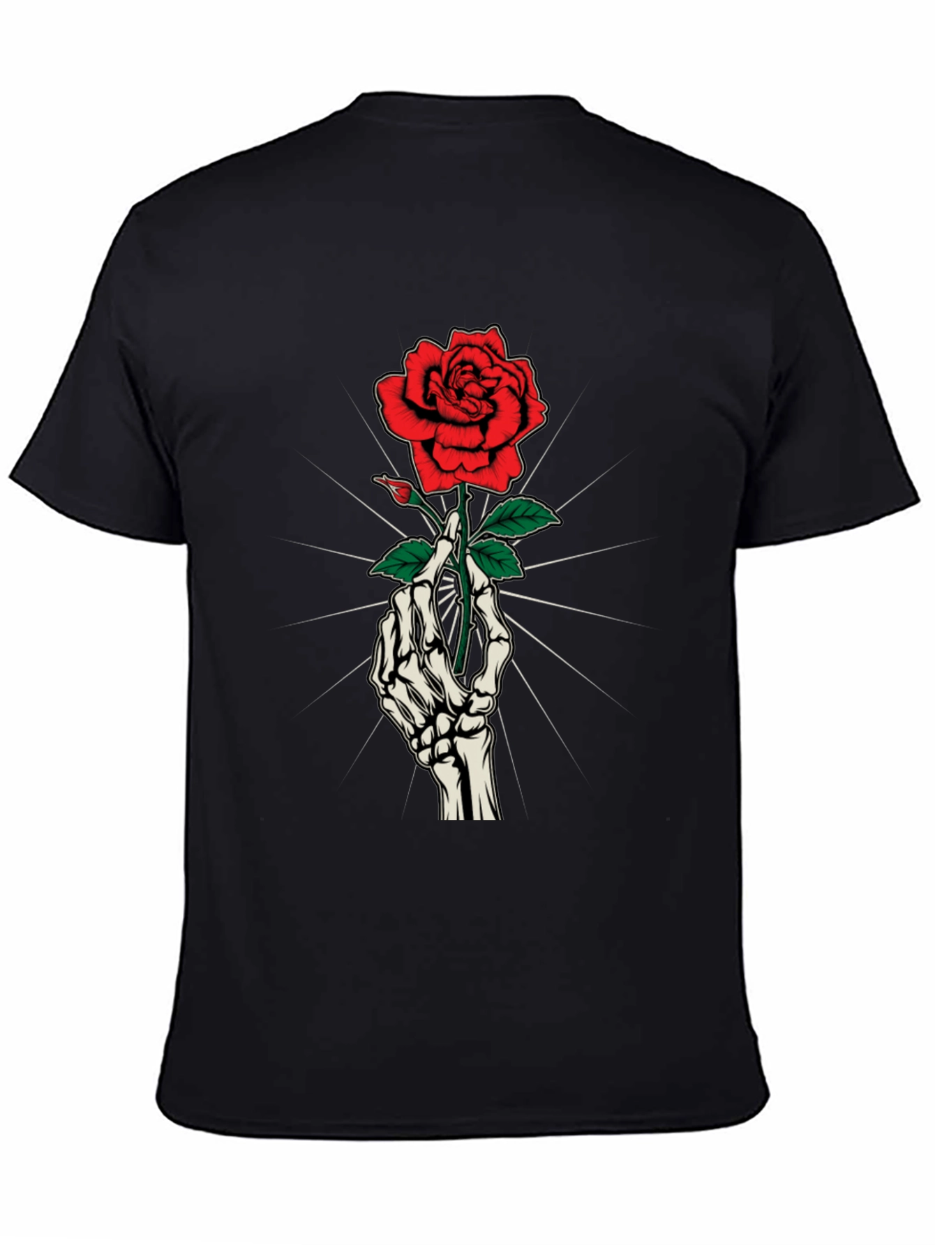 Rose & Bones Graphic Tee - Gothic Style