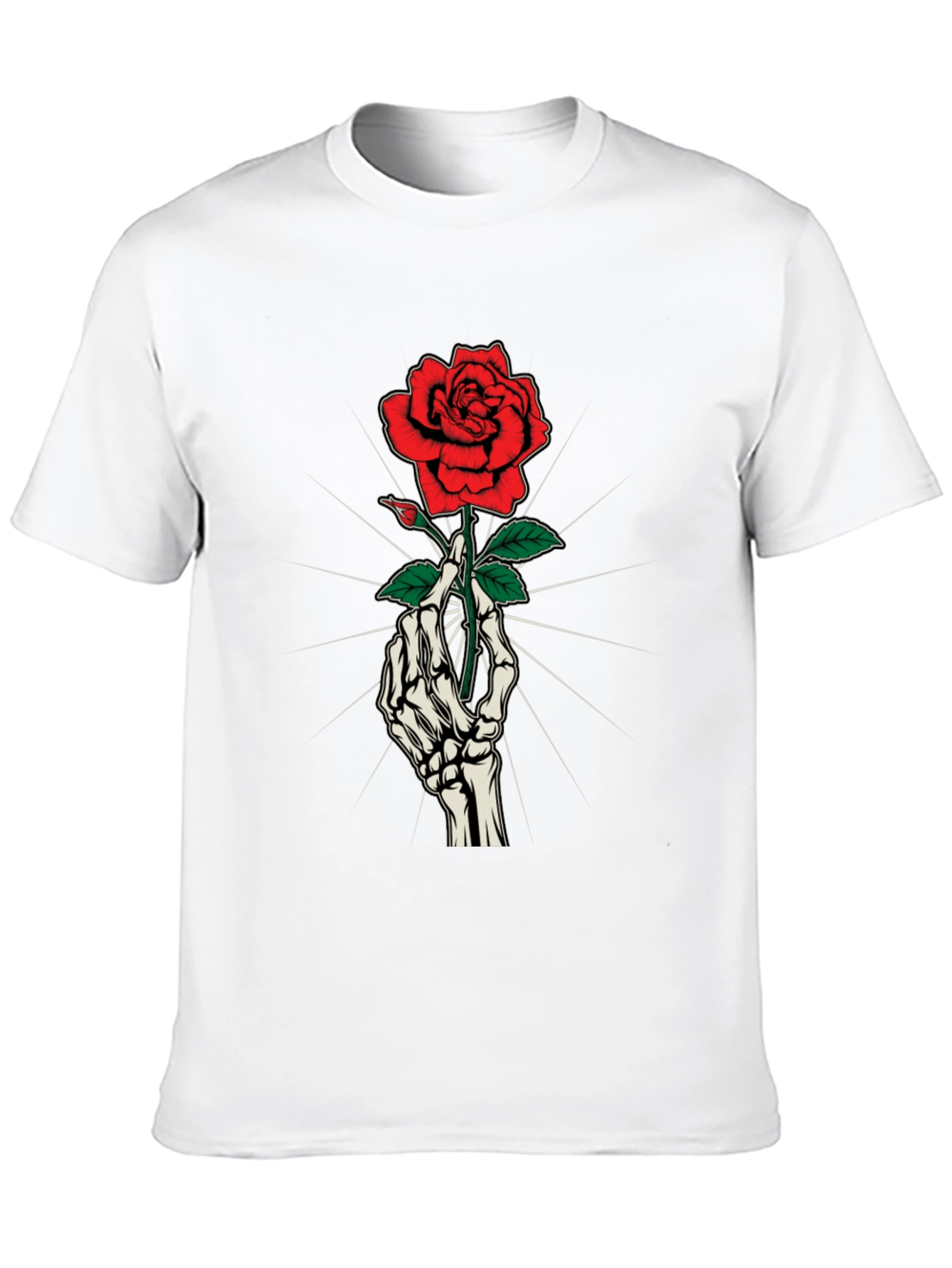 Rose & Bones Graphic Tee - Gothic Style