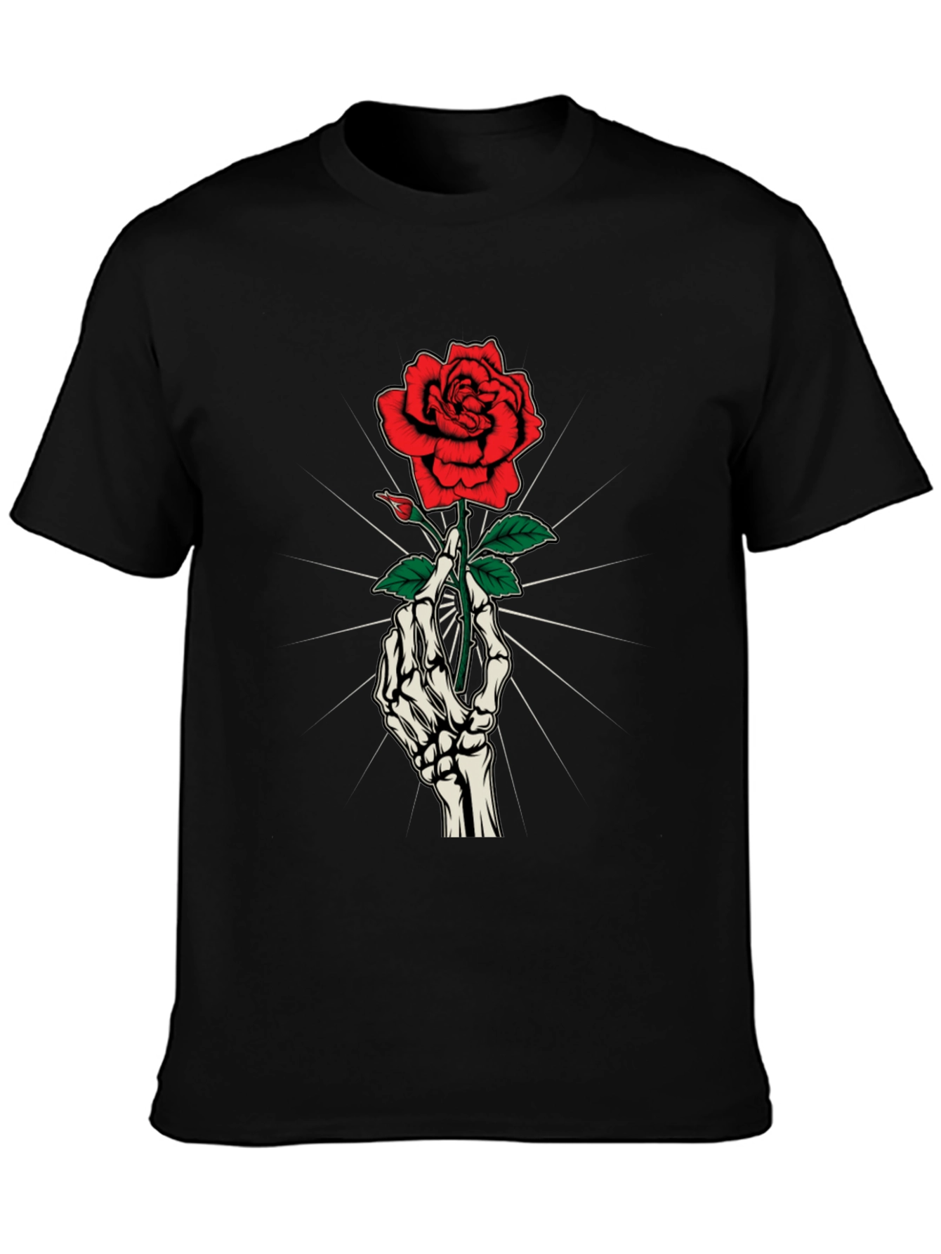 Rose & Bones Graphic Tee - Gothic Style