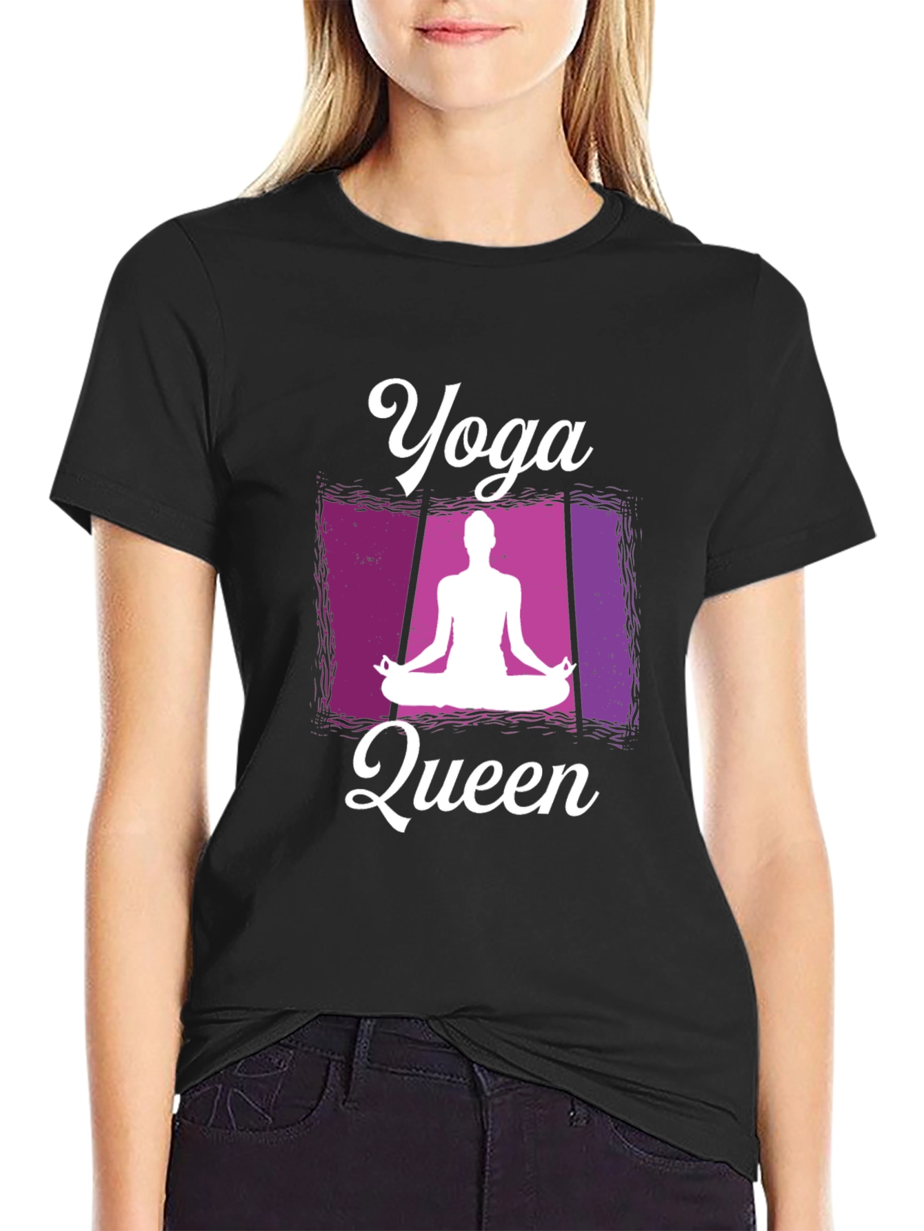 Yoga Queen Graphic Tee - Black Cotton Comfort