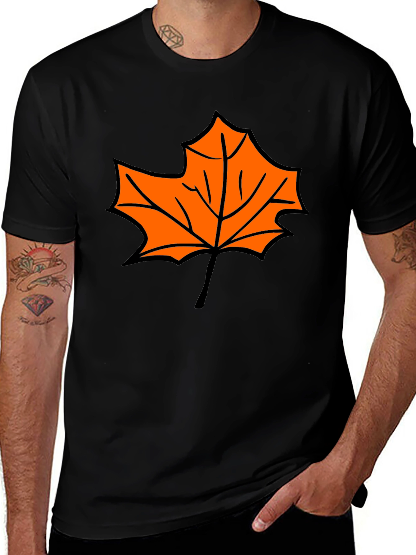 Maple Leaf Graphic Tee - Black Casual Shirt