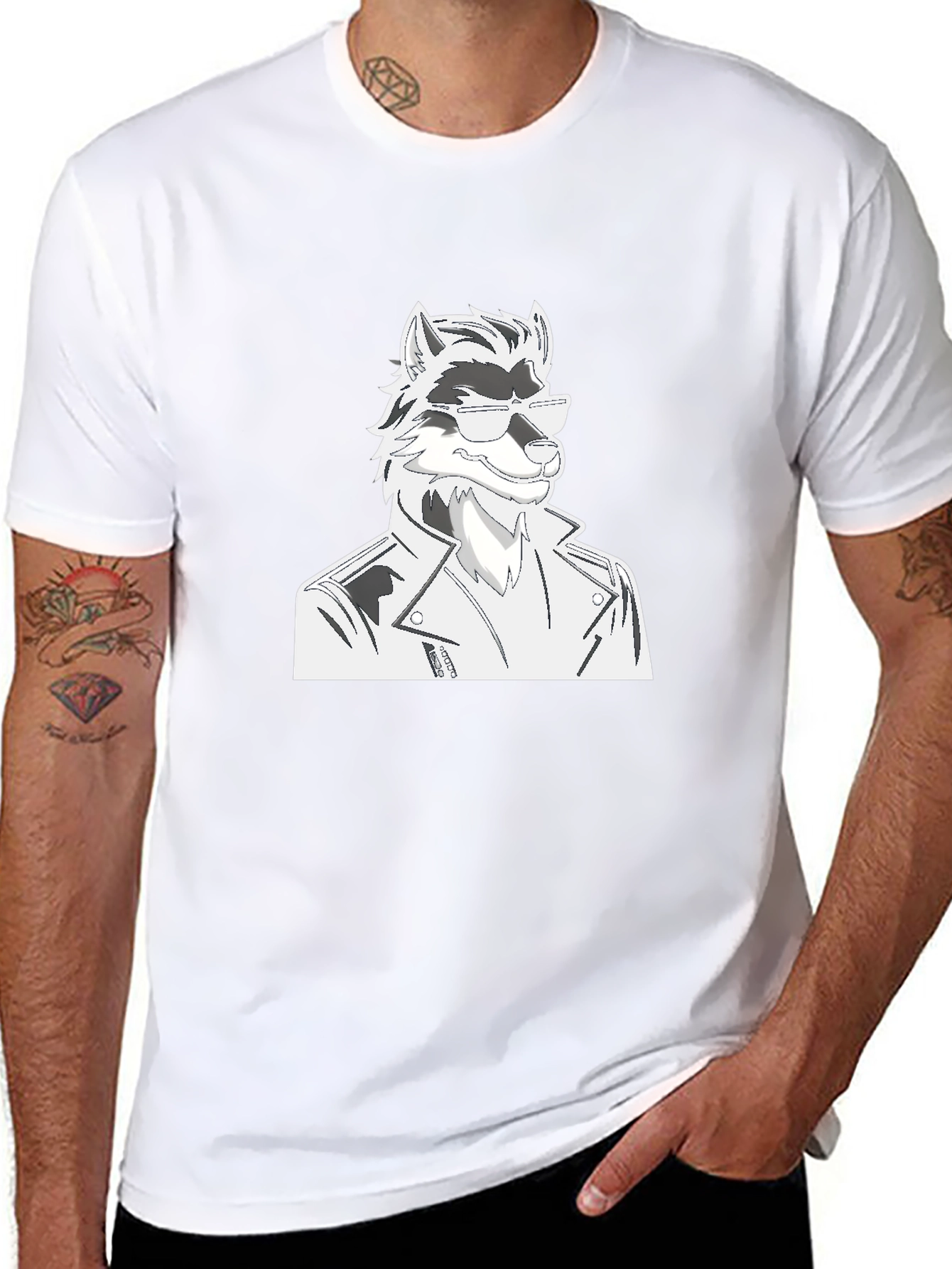 Cool Wolf Graphic Tee - Black Cotton T-Shirt