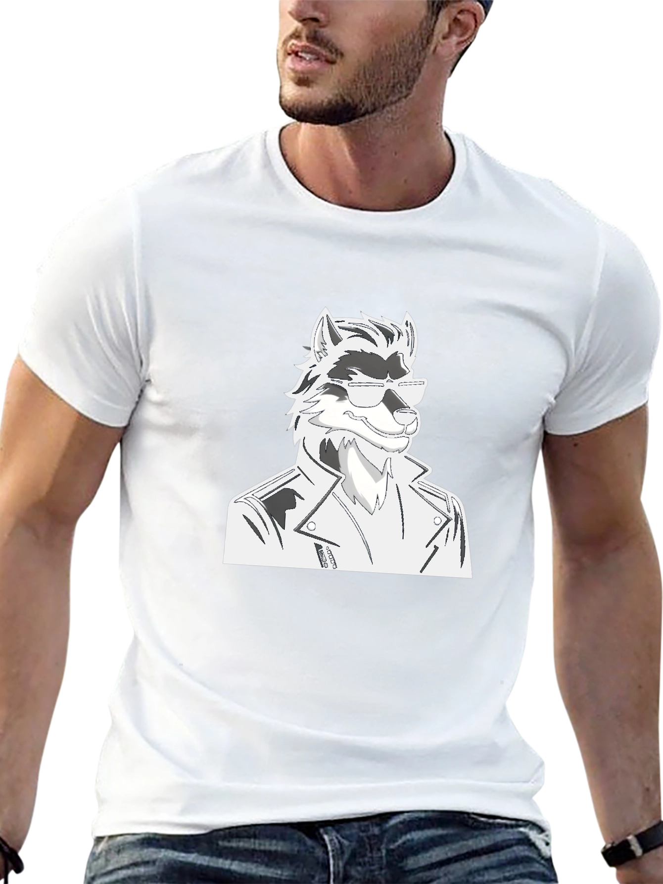 Cool Wolf Graphic Tee - Black Cotton T-Shirt
