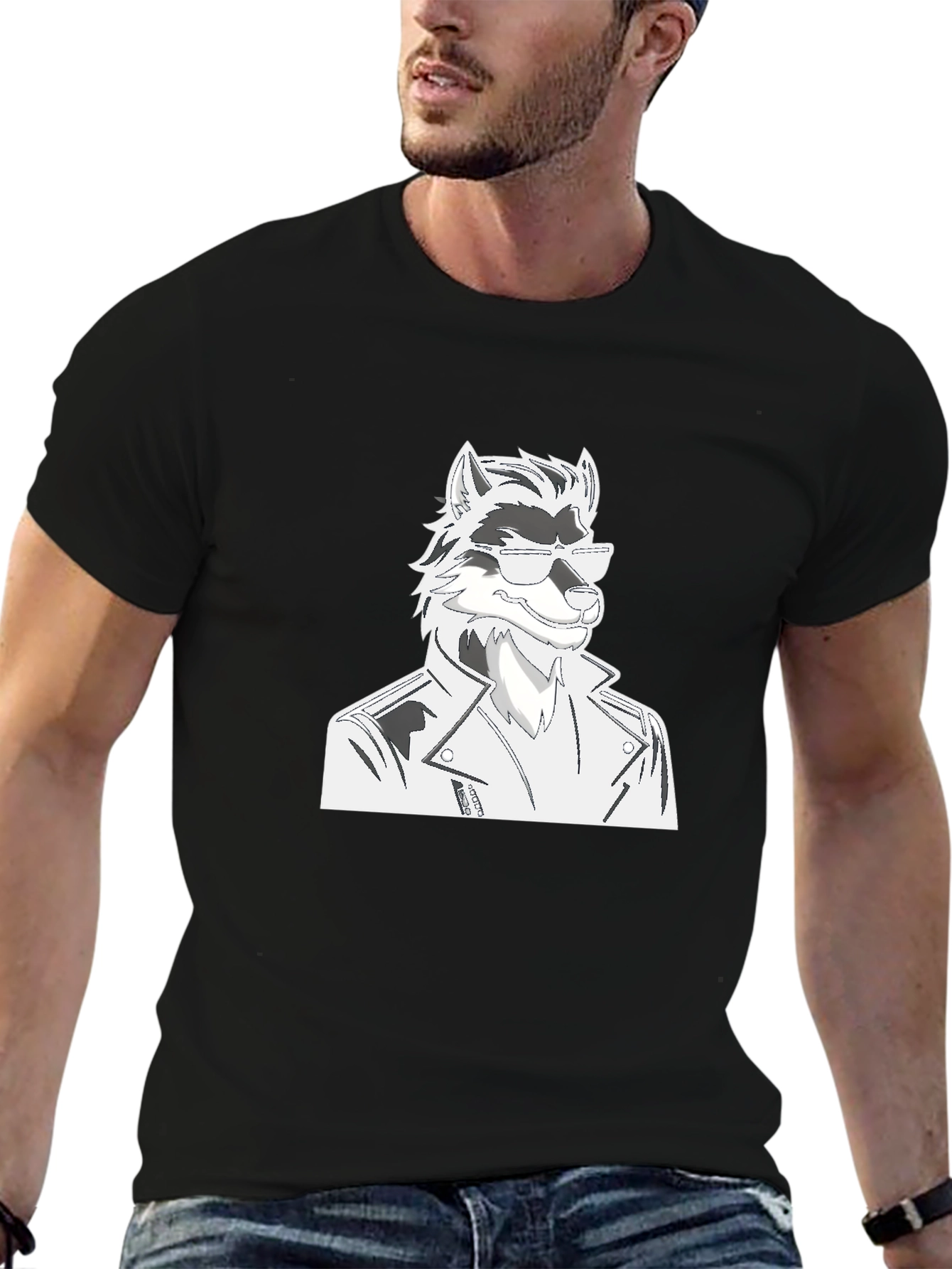 Cool Wolf Graphic Tee - Black Cotton T-Shirt