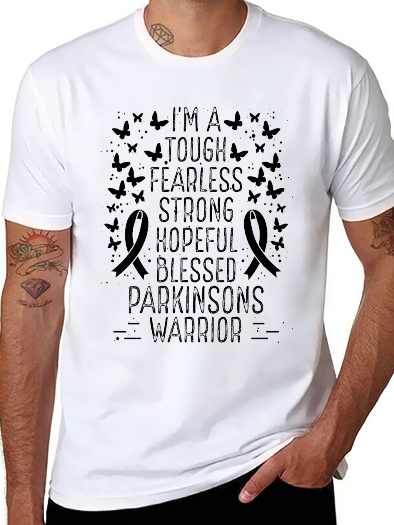 Parkinsons Warrior T-Shirt - Tough Fearless Strong Hopeful