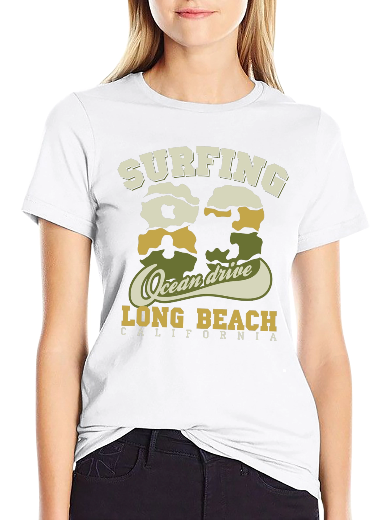 Surfing Long Beach California Tee - Ocean Drive