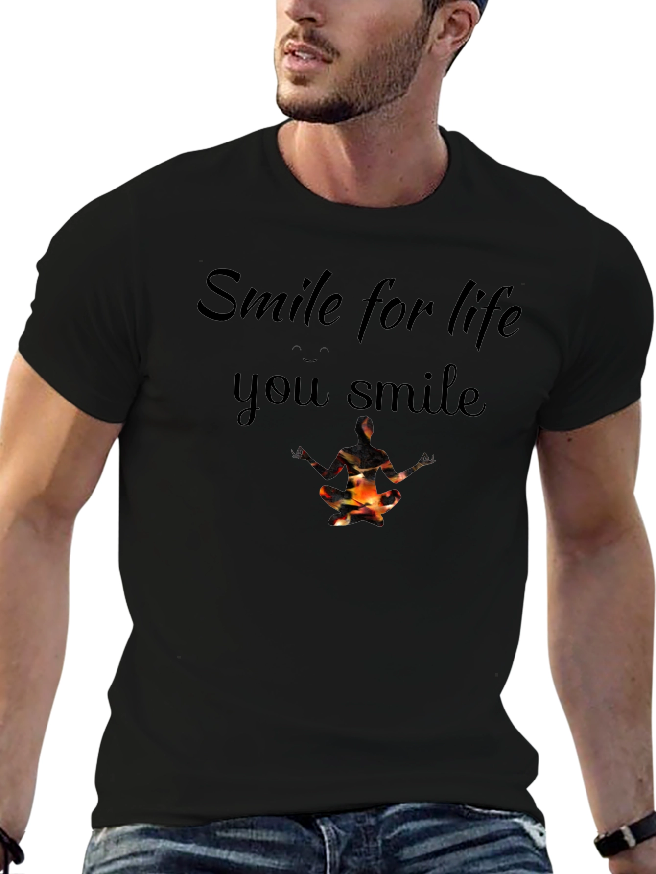 Smile for Life Graphic Black T-Shirt