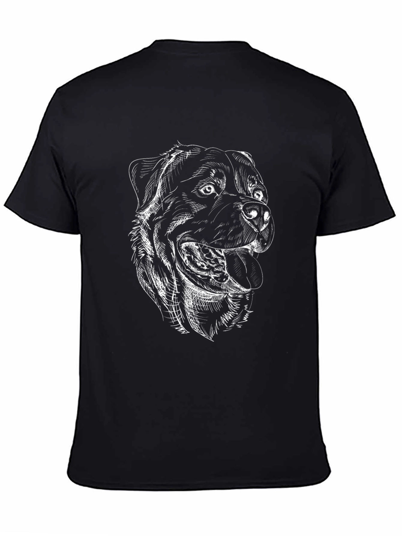 Rottweiler Sketch Graphic Tee - Black Cotton Shirt