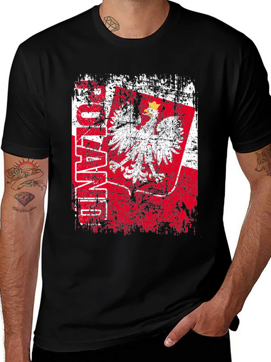 Poland Eagle Flag Graphic T-Shirt - Distressed Design