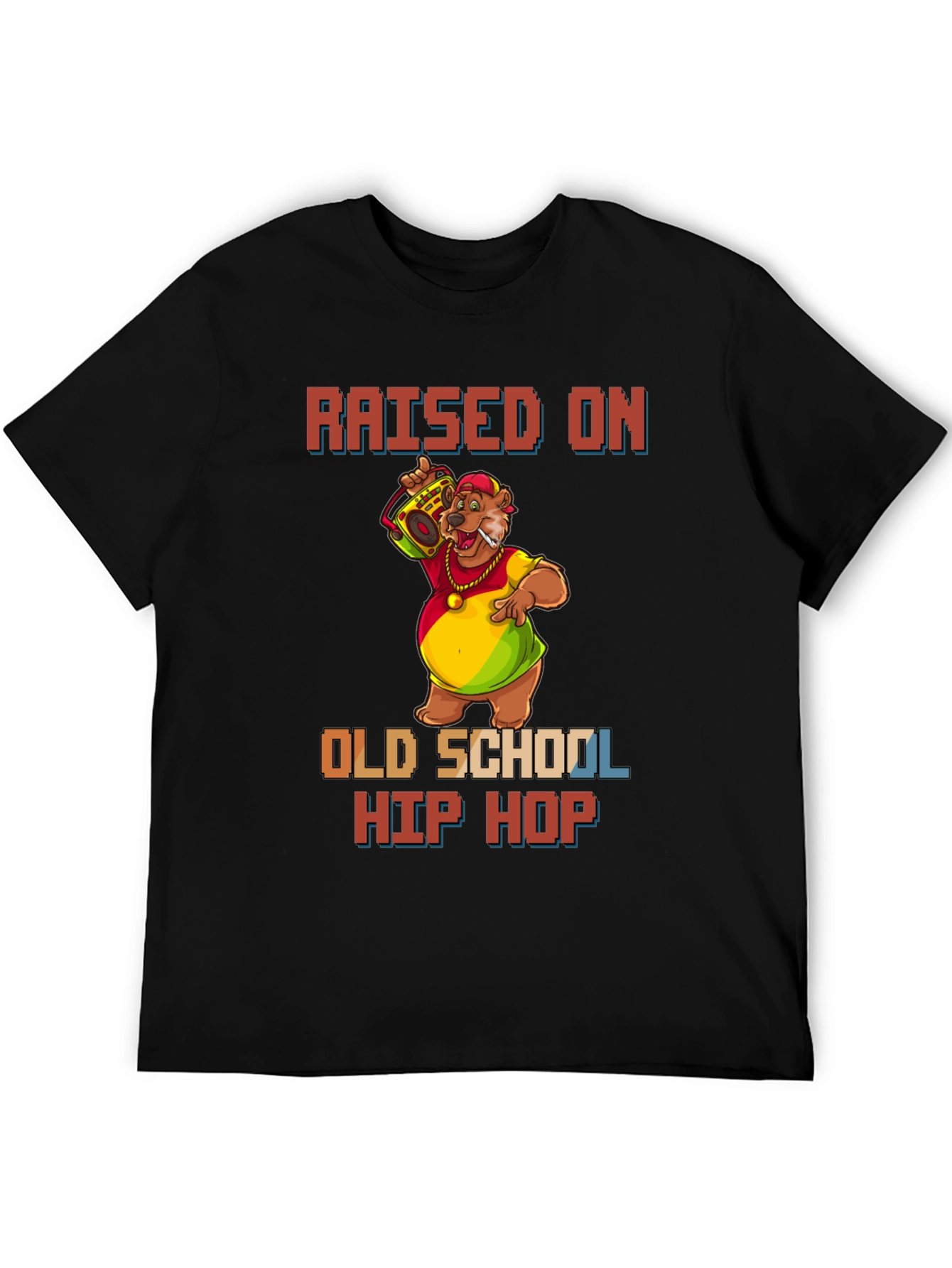 Raised on Old School Hip Hop Black T-Shirt