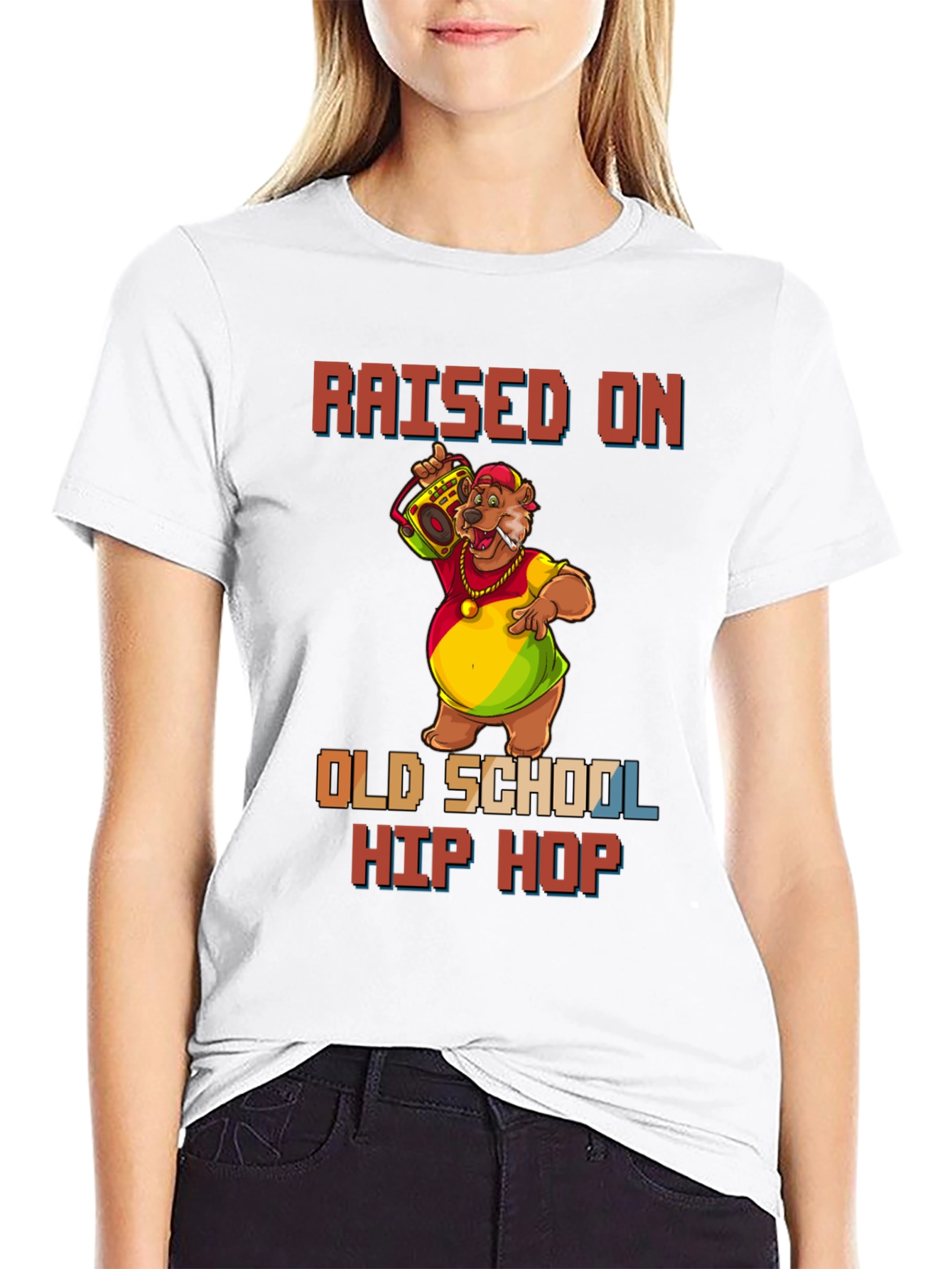 Raised on Old School Hip Hop Black T-Shirt