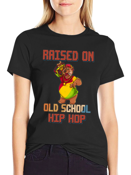 Raised on Old School Hip Hop Black T-Shirt