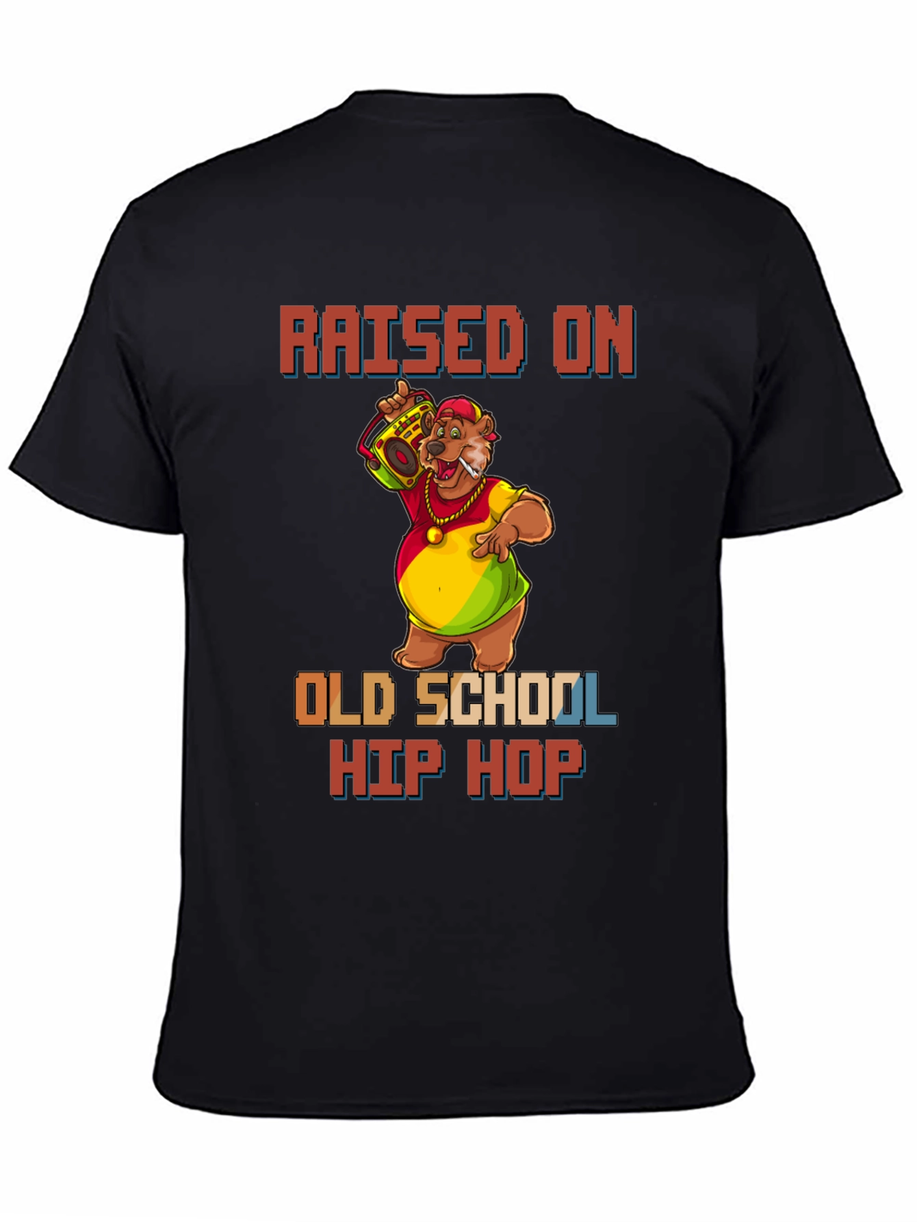 Raised on Old School Hip Hop Black T-Shirt