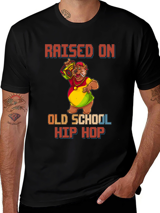 Raised on Old School Hip Hop Black T-Shirt