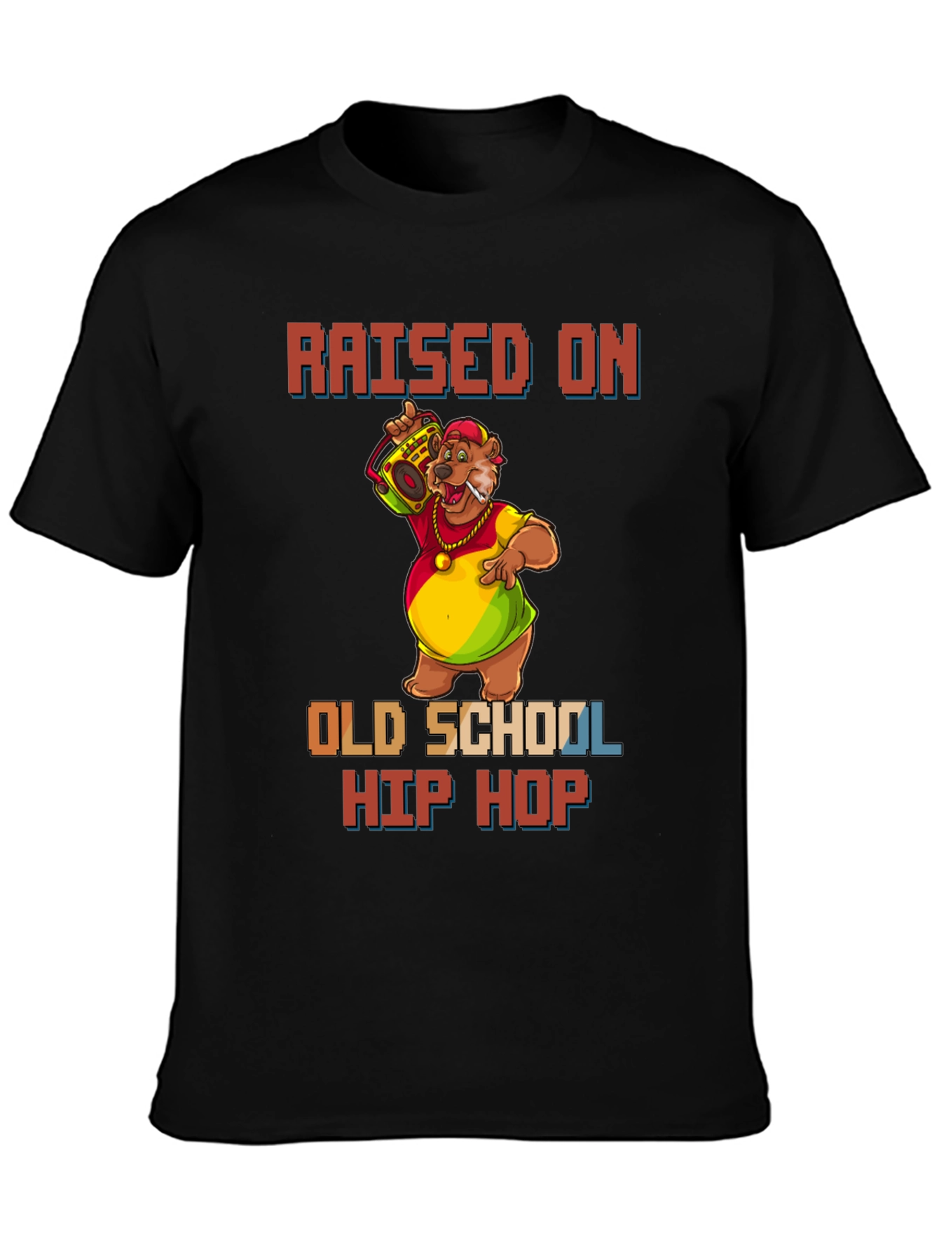 Raised on Old School Hip Hop Black T-Shirt