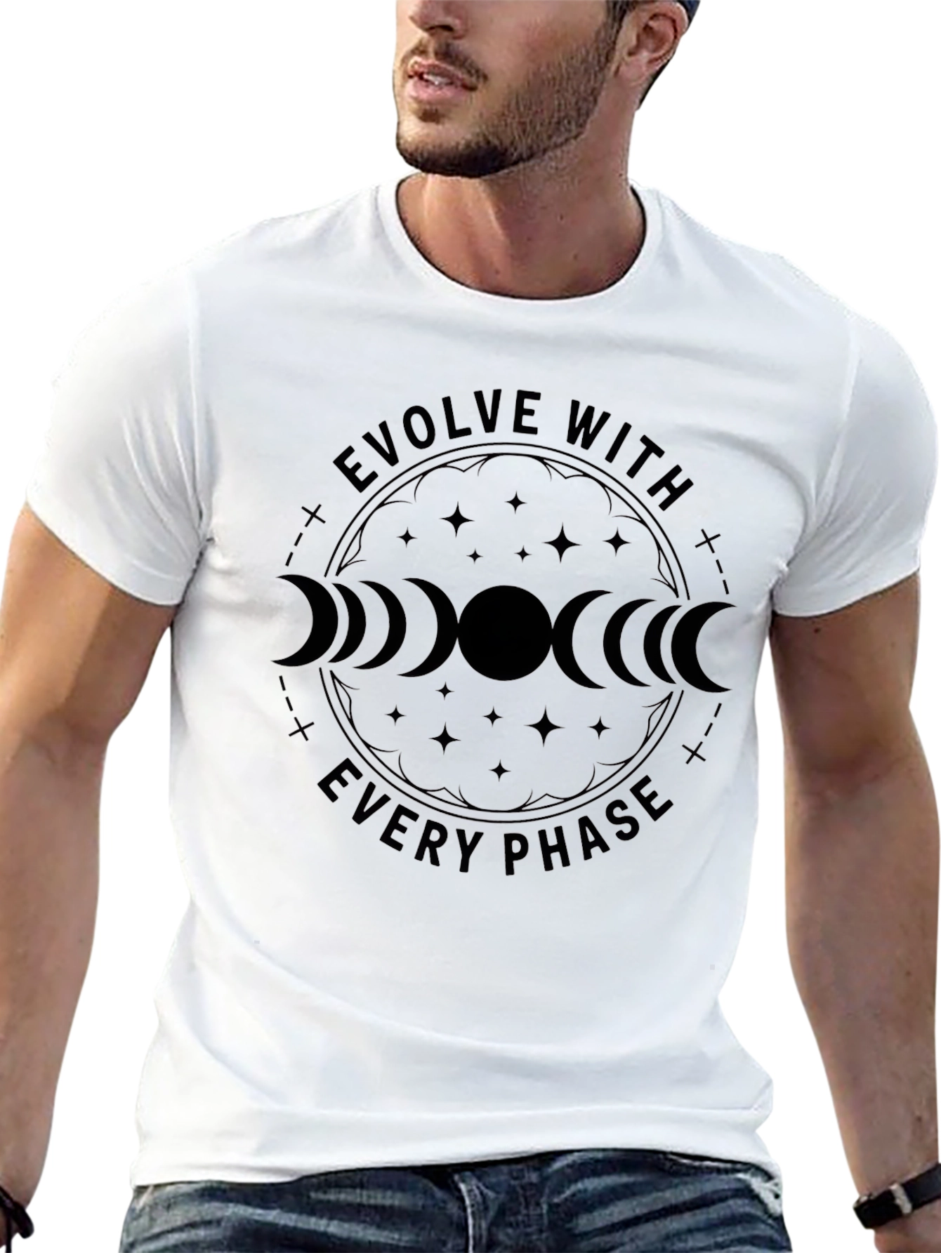 Evolve With Every Phase Black Graphic Tee