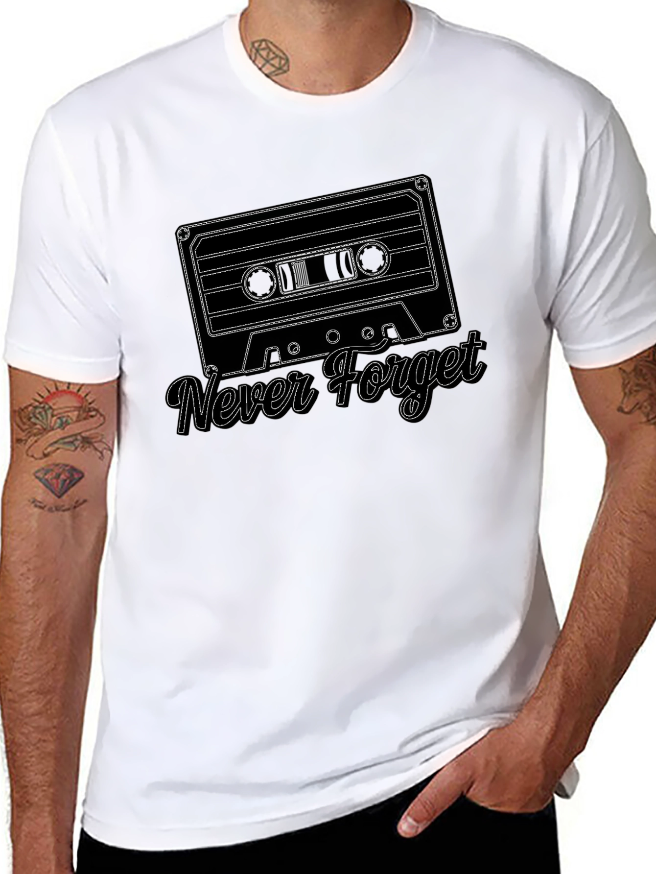 Retro Cassette Tape Never Forget Graphic Tee