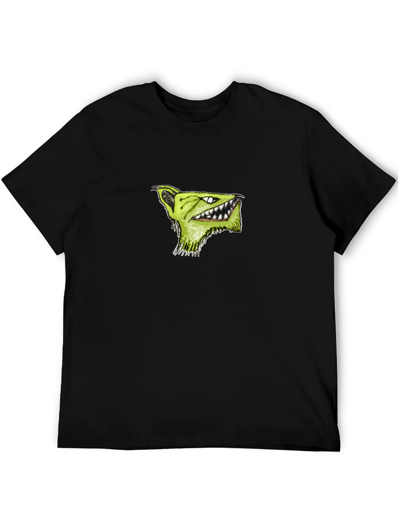 Mens Black T-Shirt with Green Monster Graphic