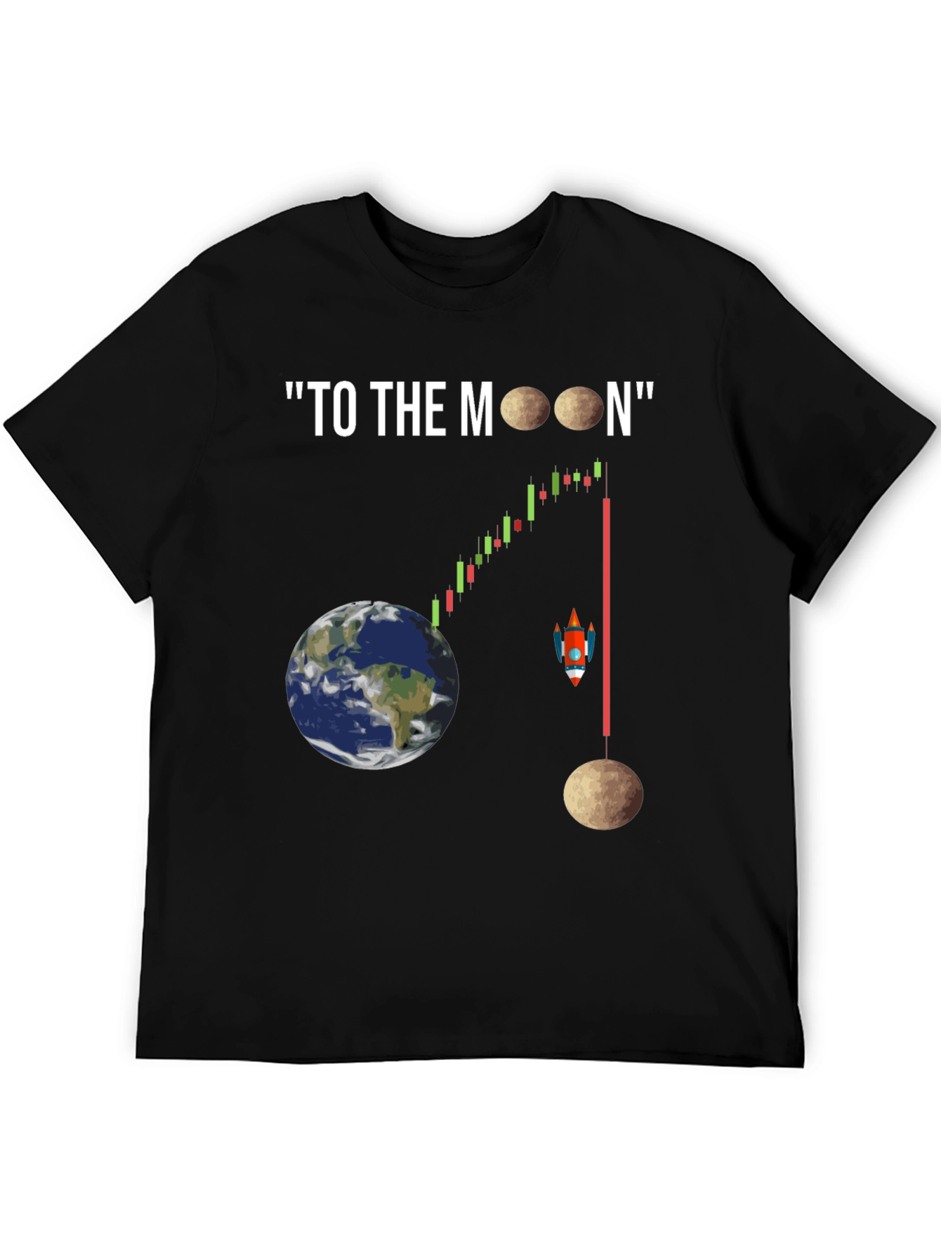To The Moon Black Graphic T-Shirt