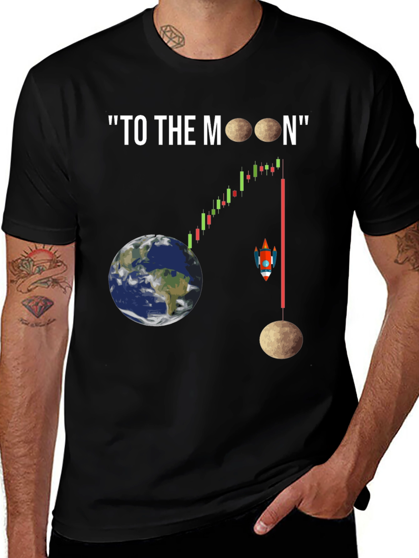 To The Moon Black Graphic T-Shirt