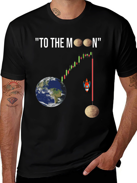 To The Moon Black Graphic T-Shirt
