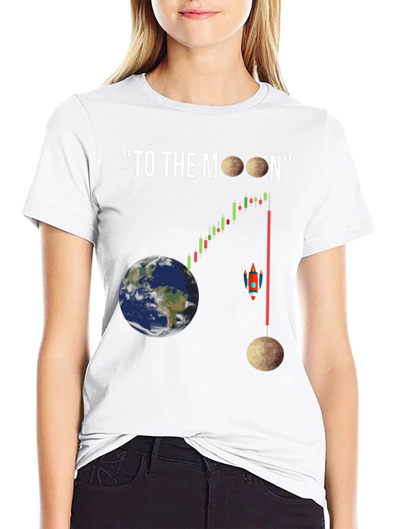 To The Moon Black Graphic T-Shirt