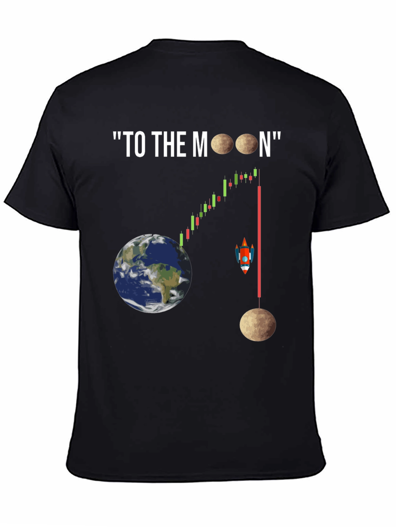 To The Moon Black Graphic T-Shirt