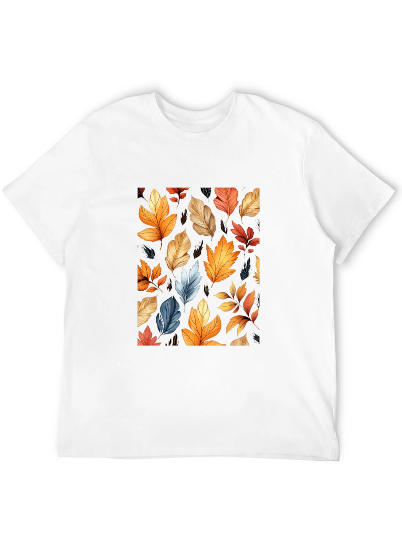 Autumn Leaves Pattern Black T-Shirt