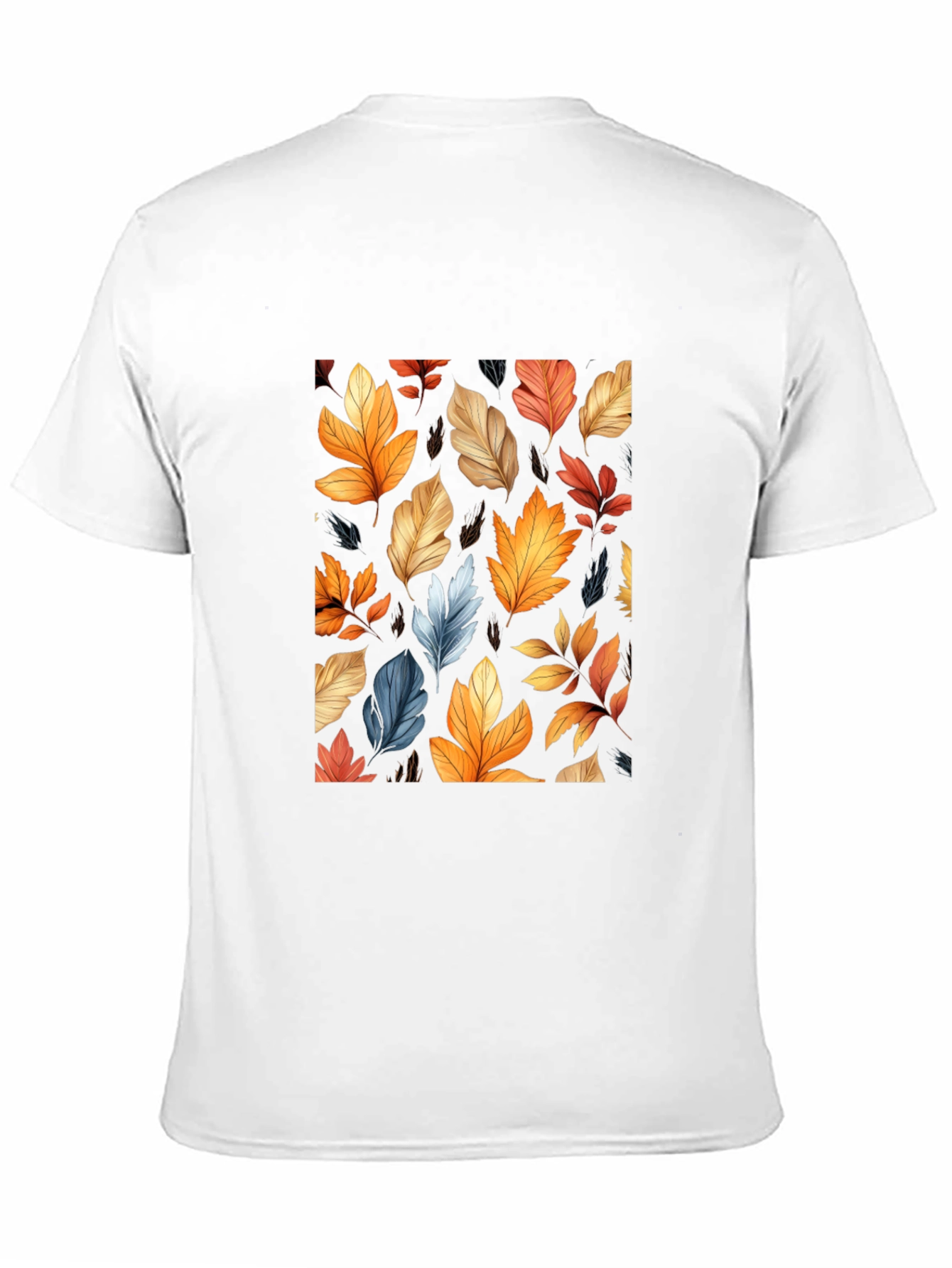 Autumn Leaves Pattern Black T-Shirt