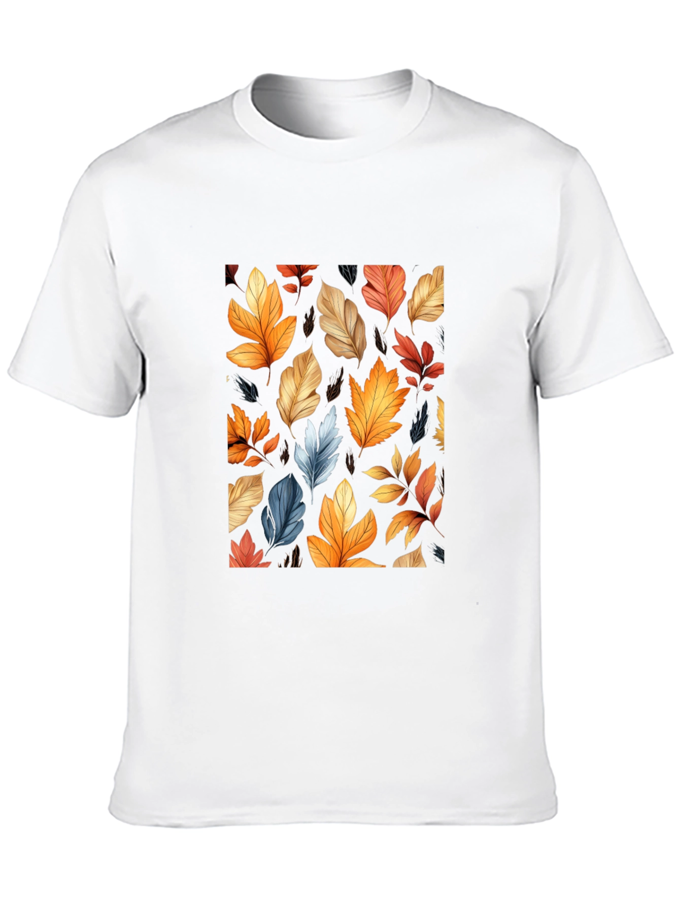 Autumn Leaves Pattern Black T-Shirt