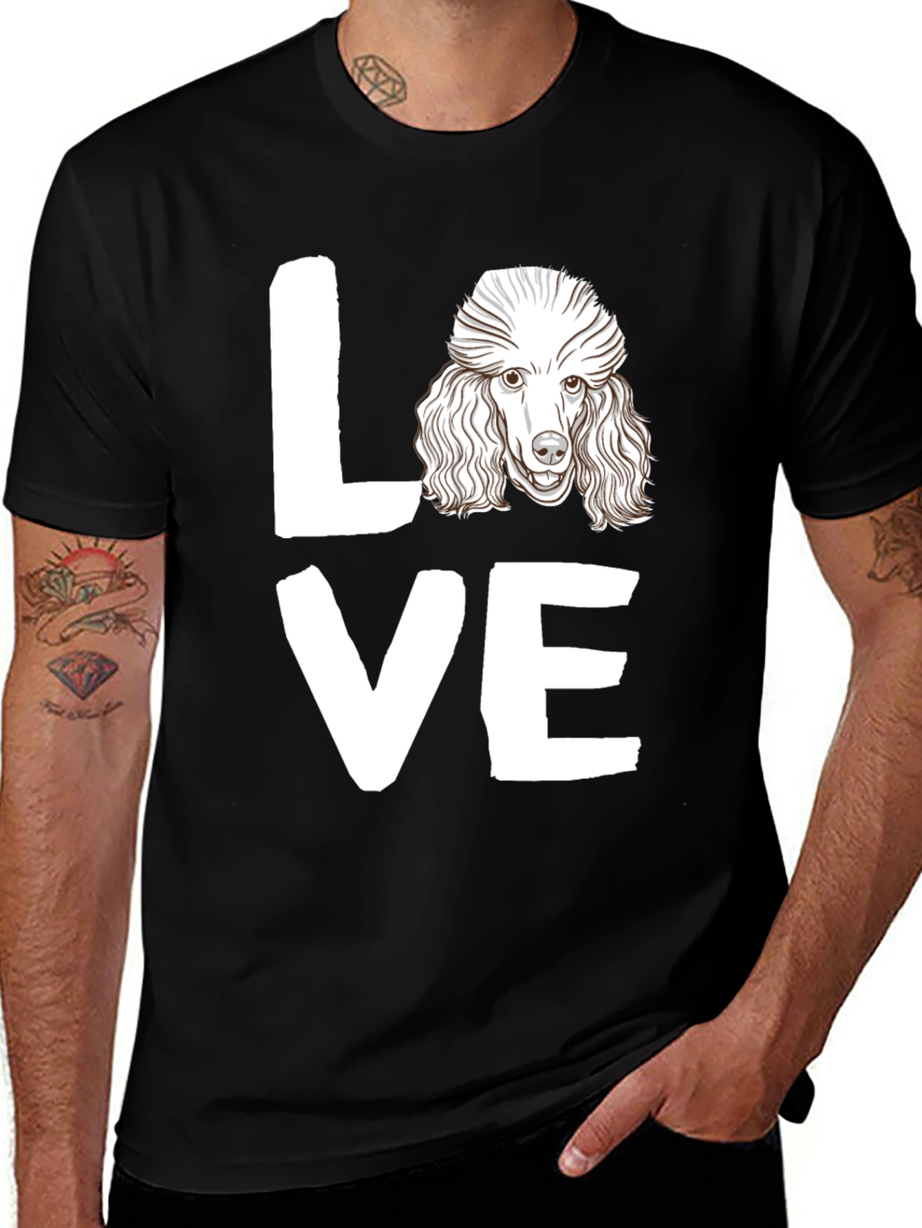 Poodle Love Graphic Tee - Mens Black T-Shirt