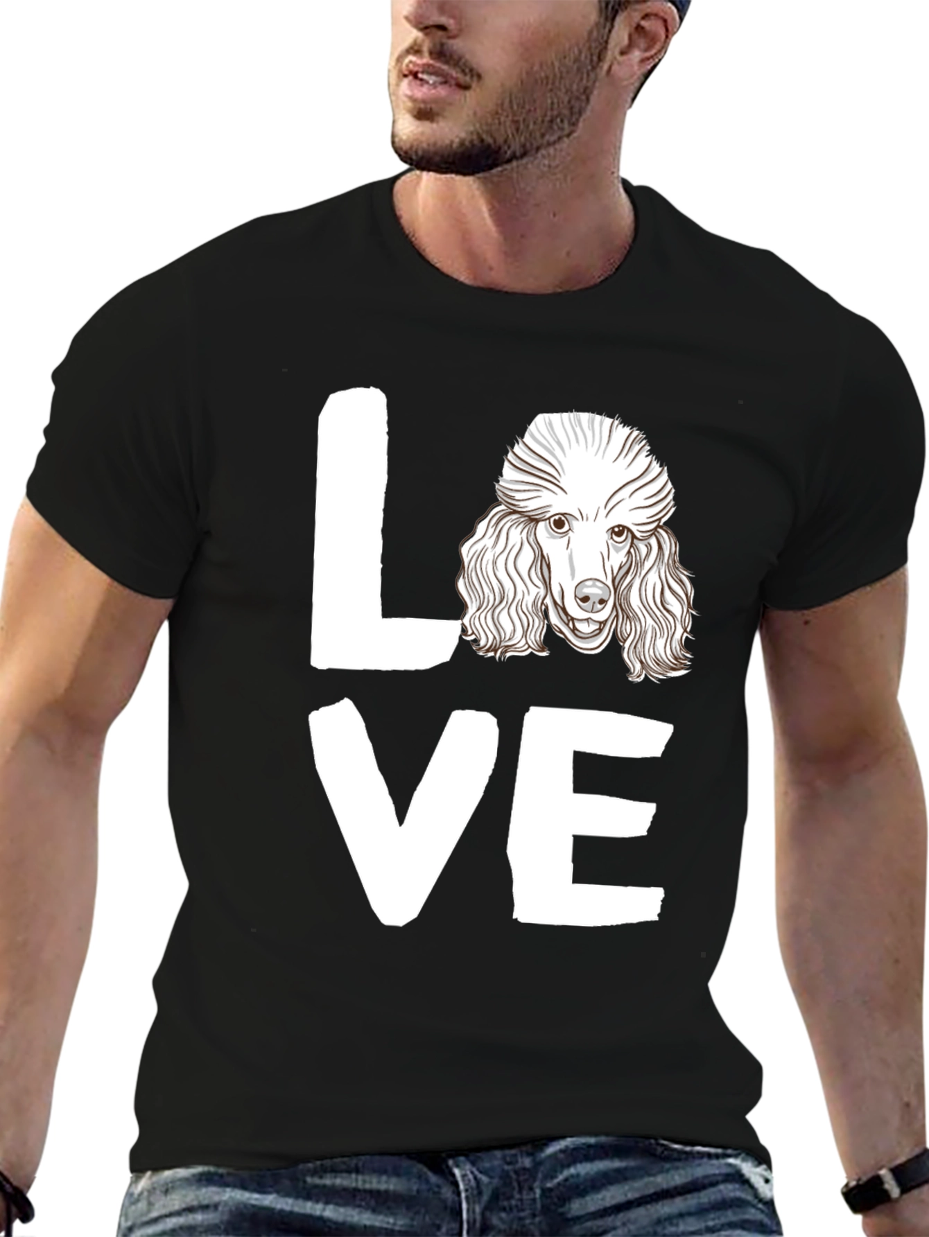 Poodle Love Graphic Tee - Mens Black T-Shirt