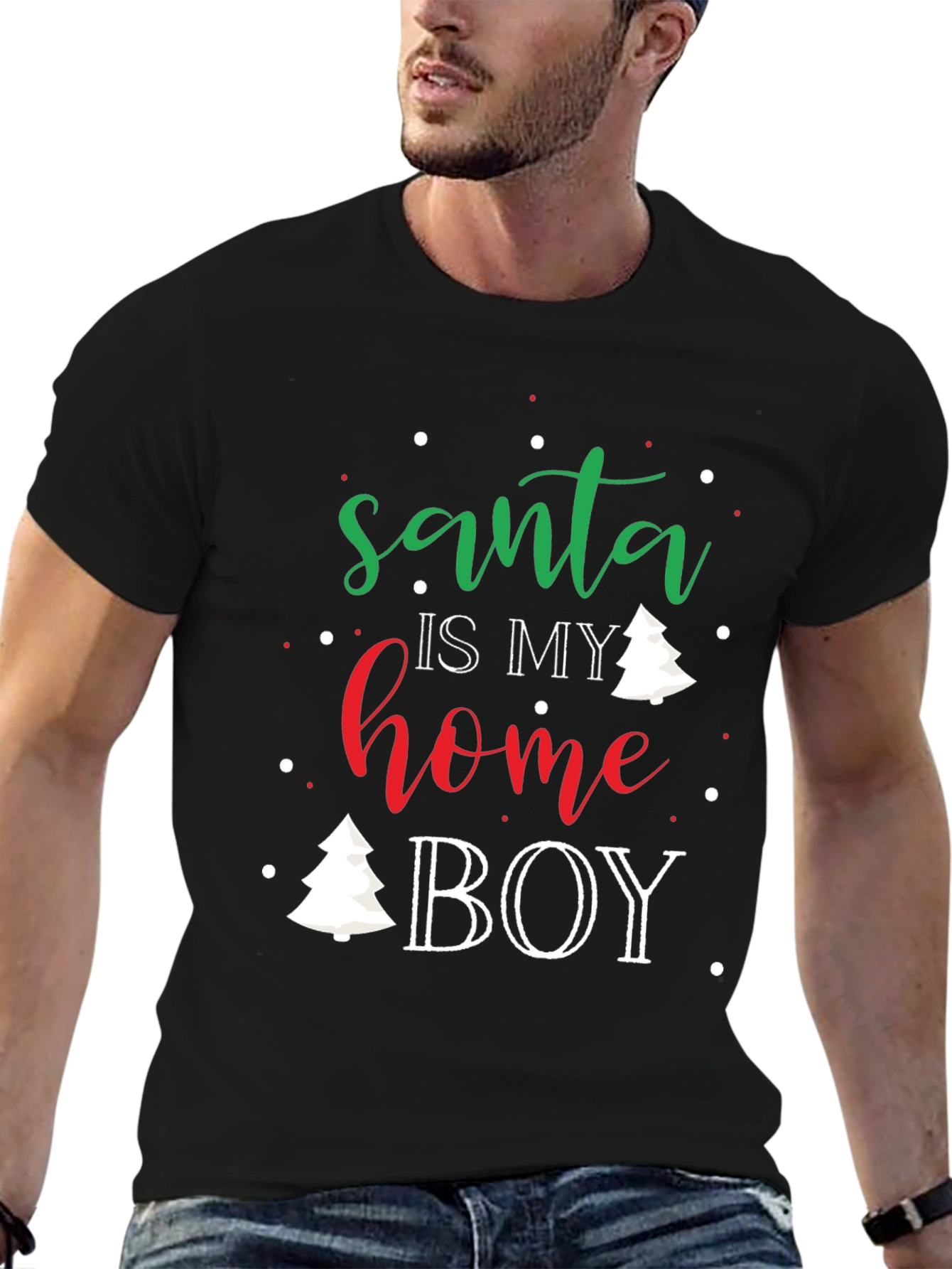 Santa is My Home Boy Christmas T-Shirt
