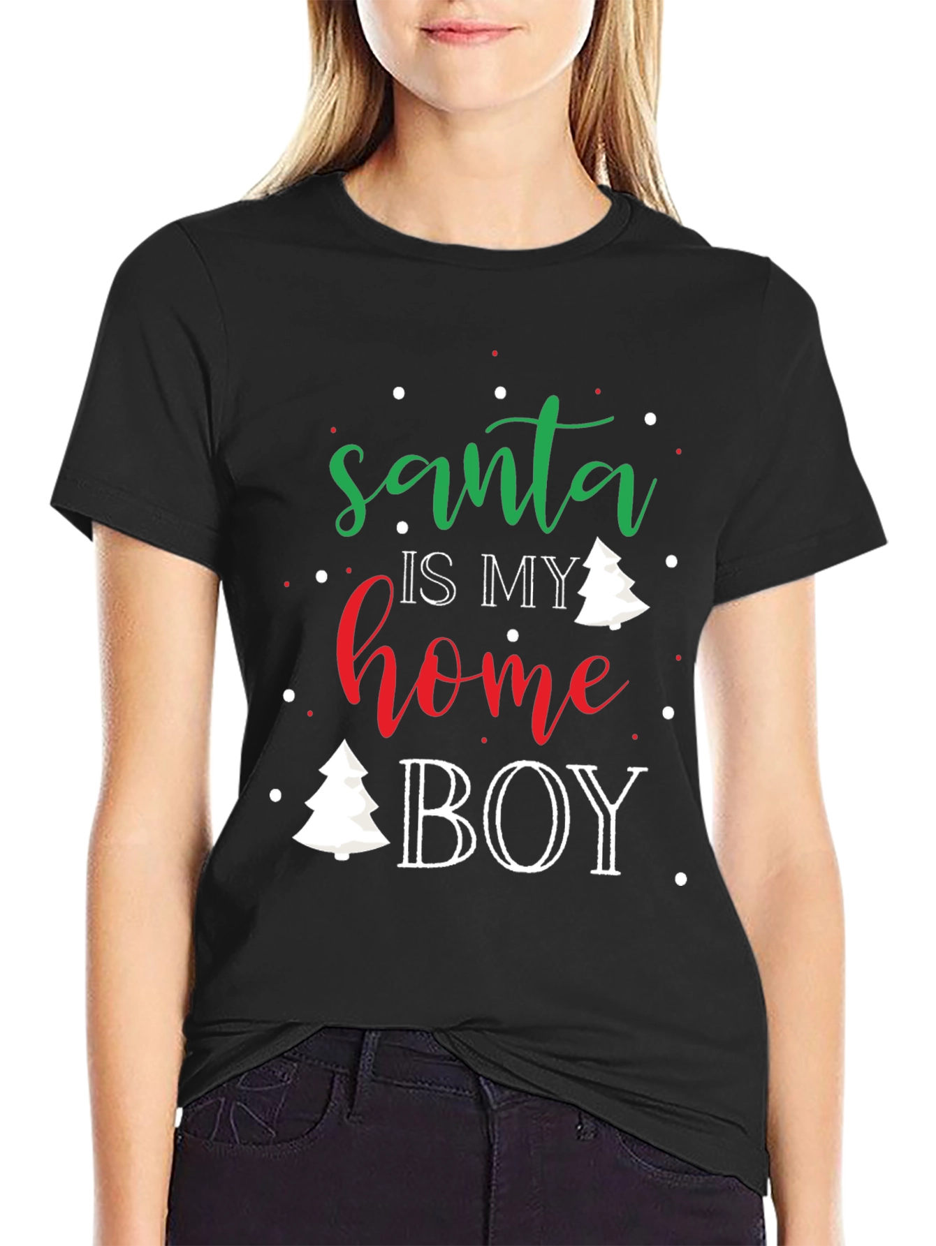 Santa is My Home Boy Christmas T-Shirt