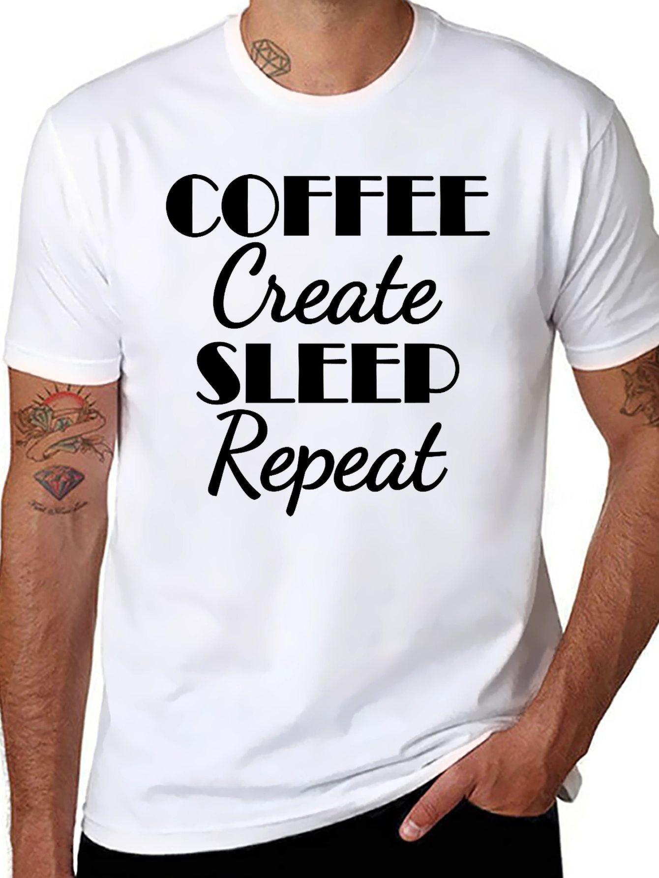 Coffee Create Sleep Repeat Graphic Tee