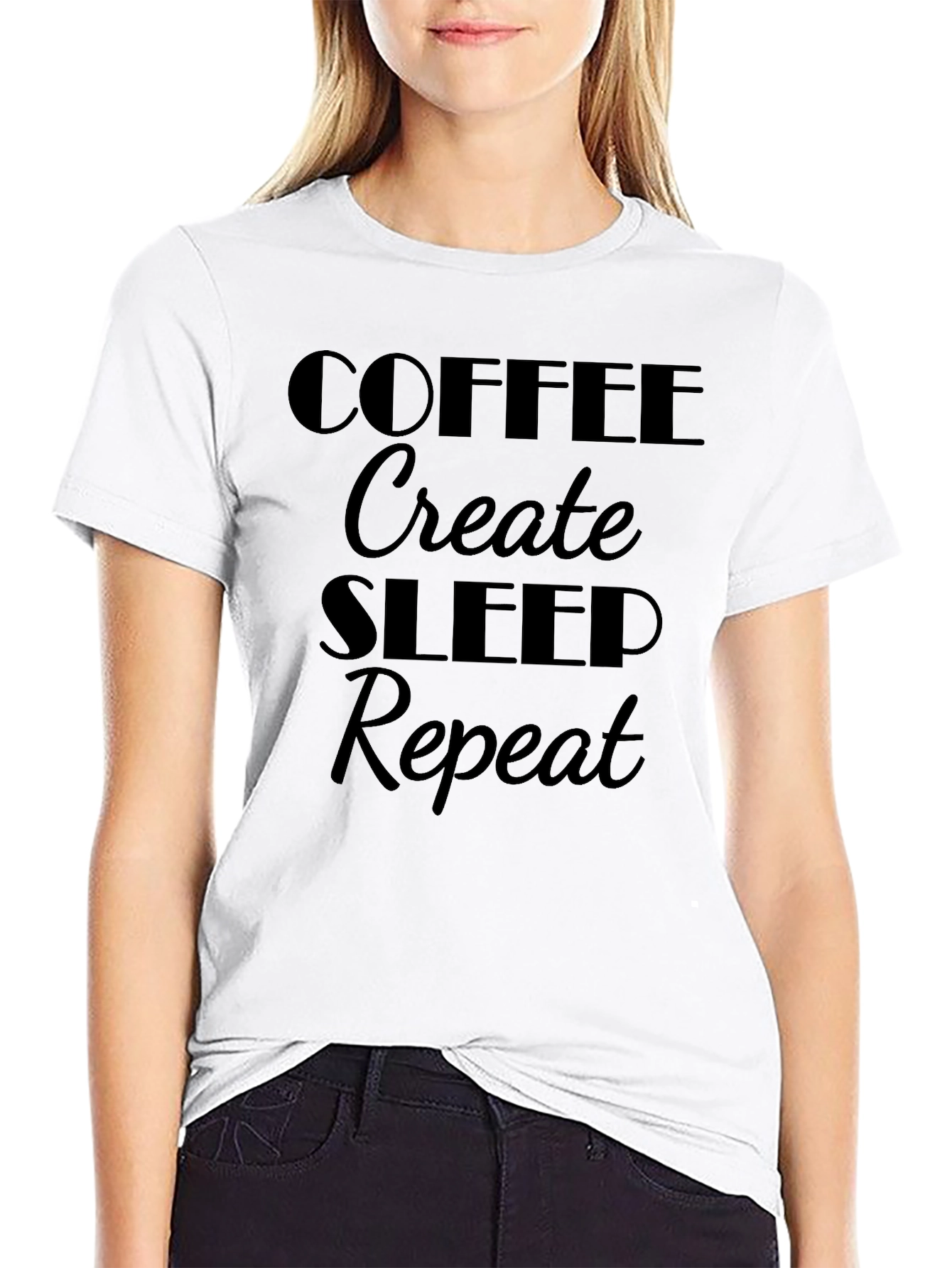 Coffee Create Sleep Repeat Graphic Tee
