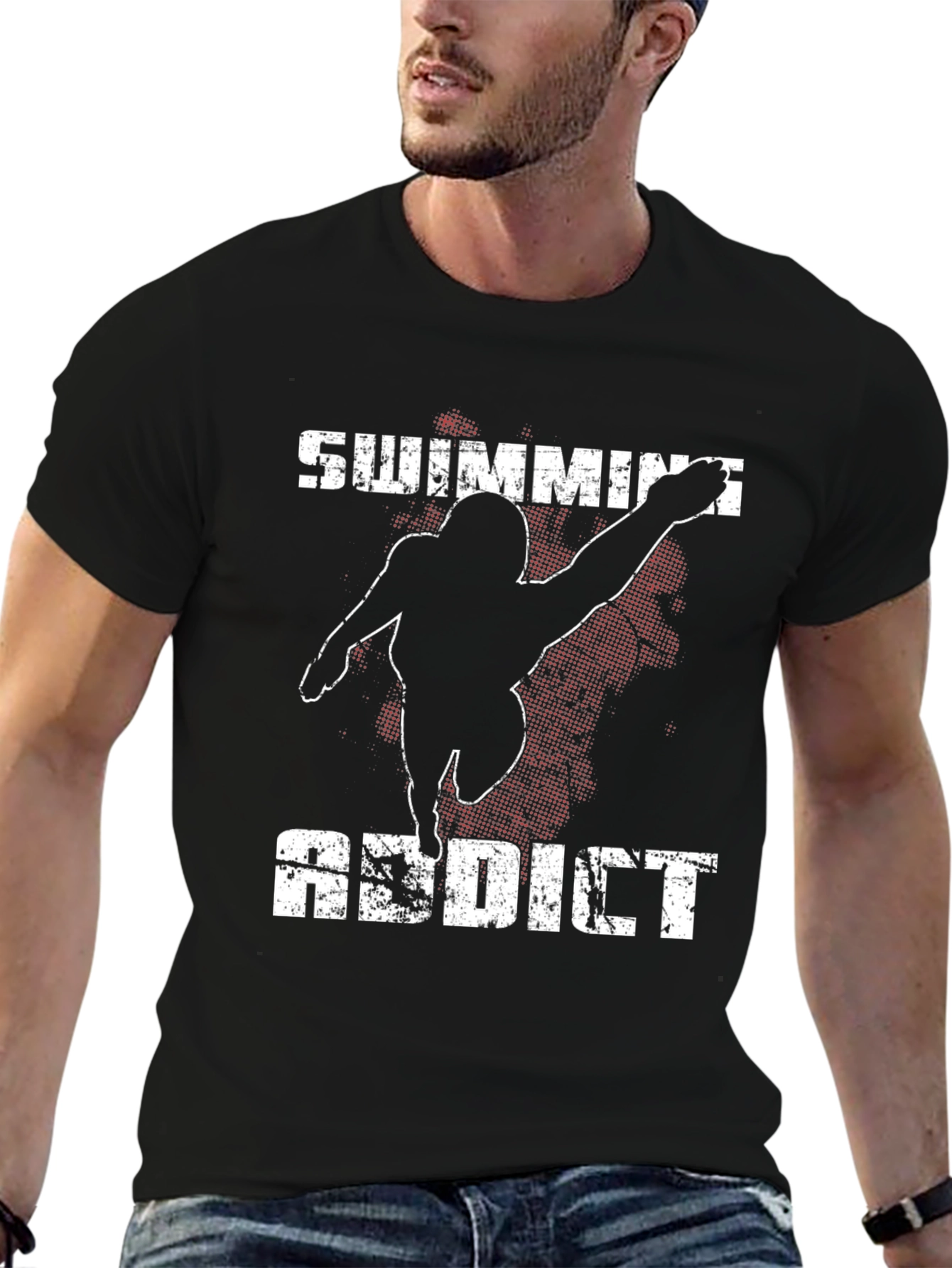 Swimming Addict Black T-Shirt