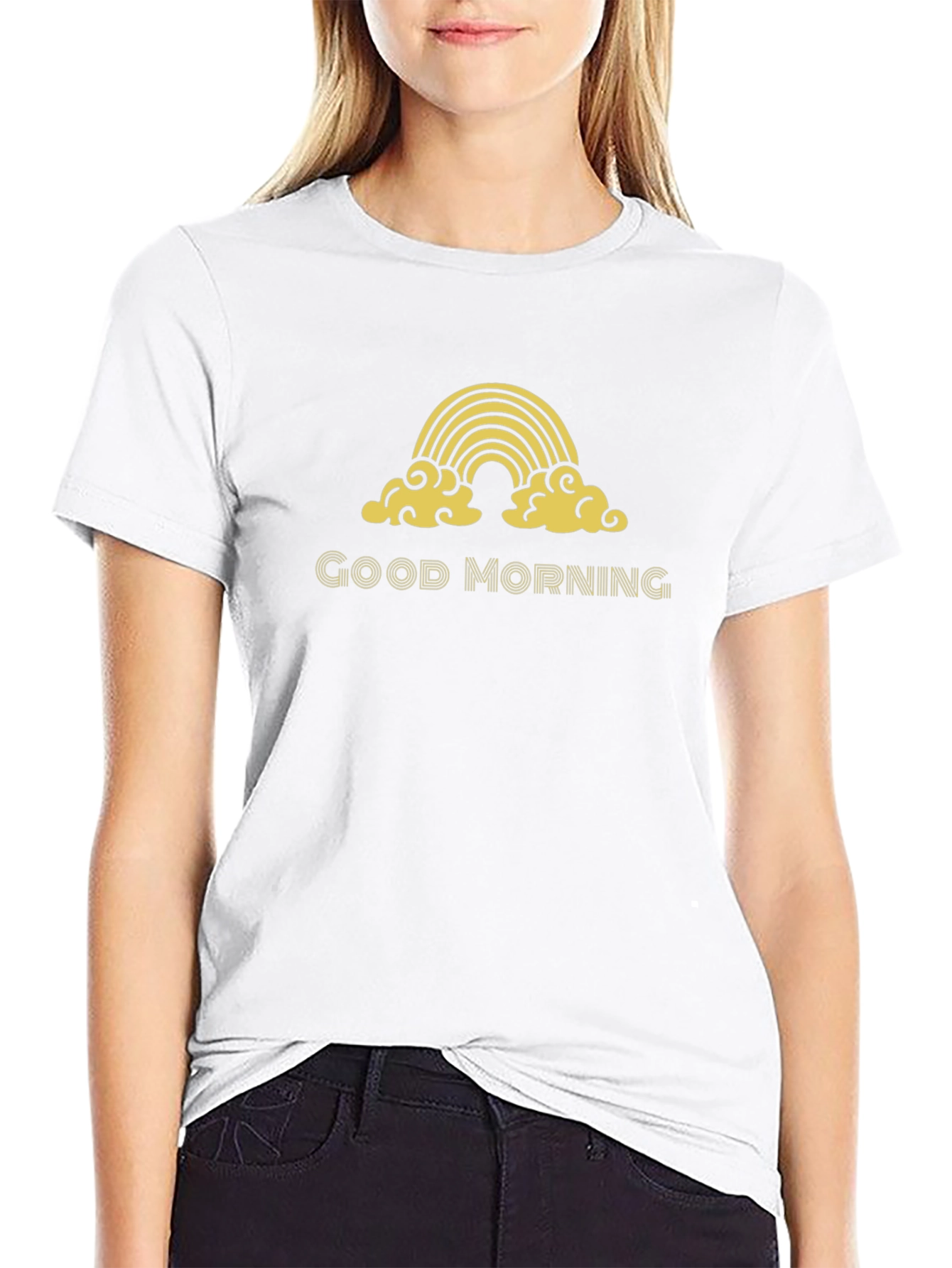 Good Morning Rainbow Graphic Tee - Black