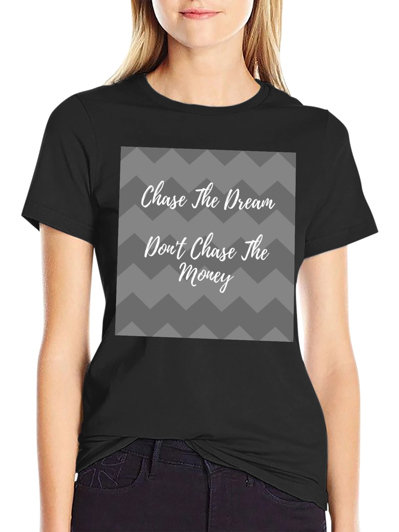 Chase the Dream Black Graphic T-Shirt