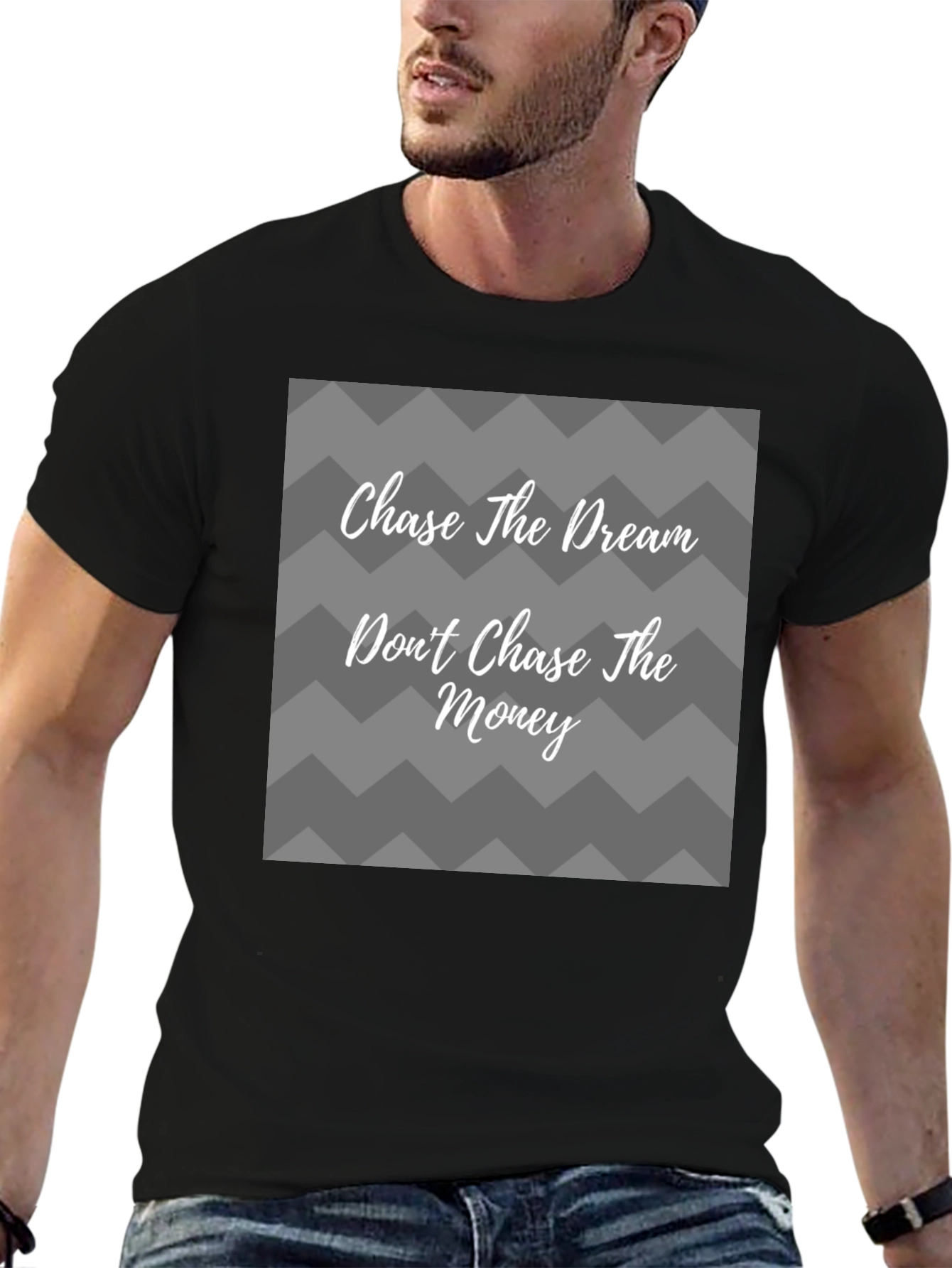 Chase the Dream Black Graphic T-Shirt