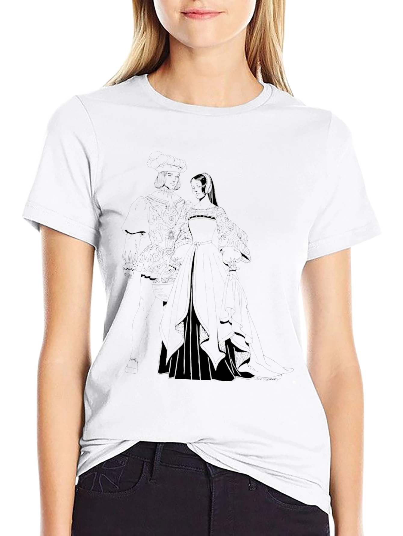 Medieval Couple Black Graphic Tee