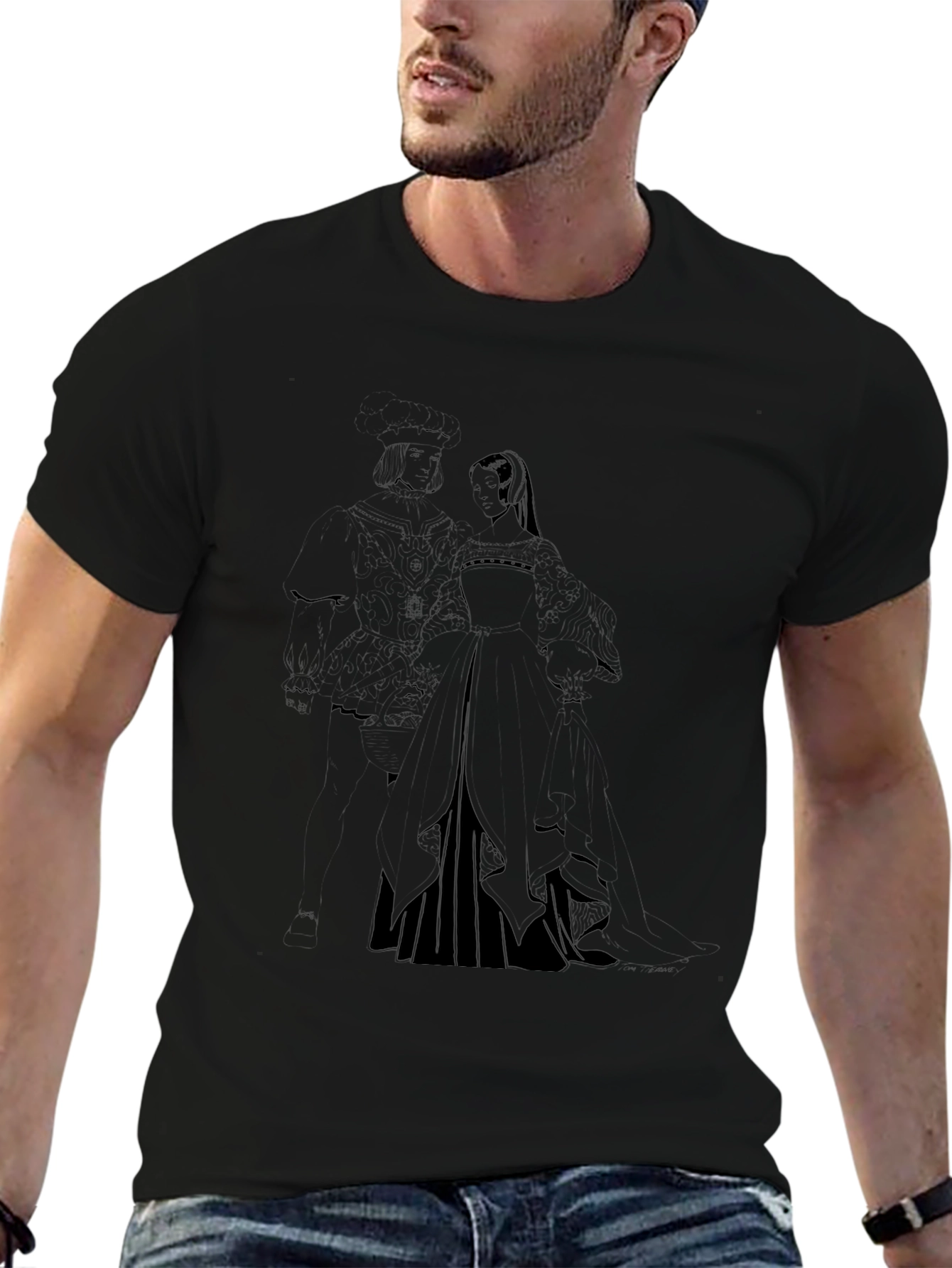 Medieval Couple Black Graphic Tee