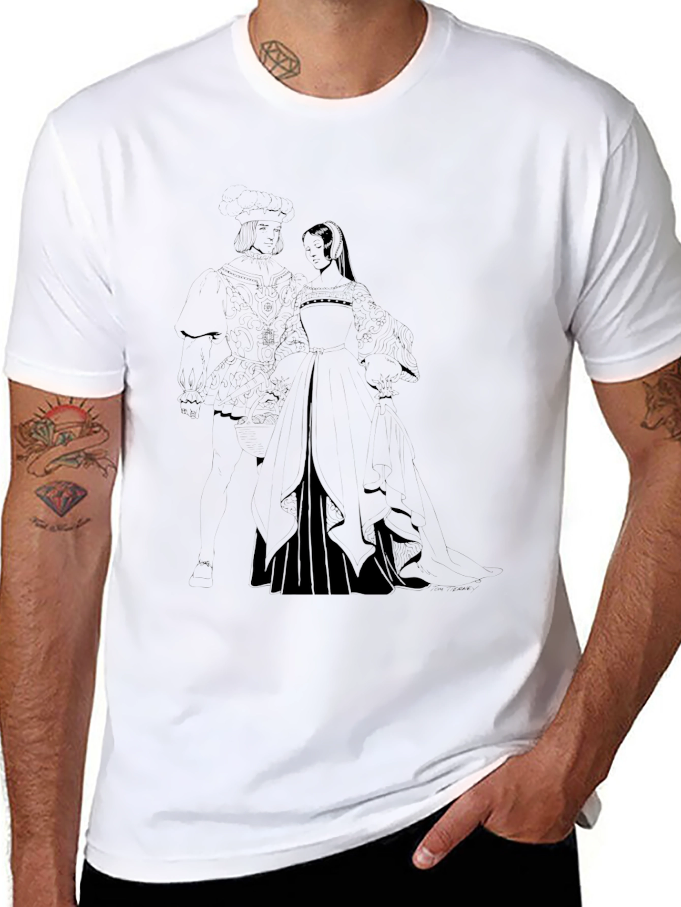 Medieval Couple Black Graphic Tee